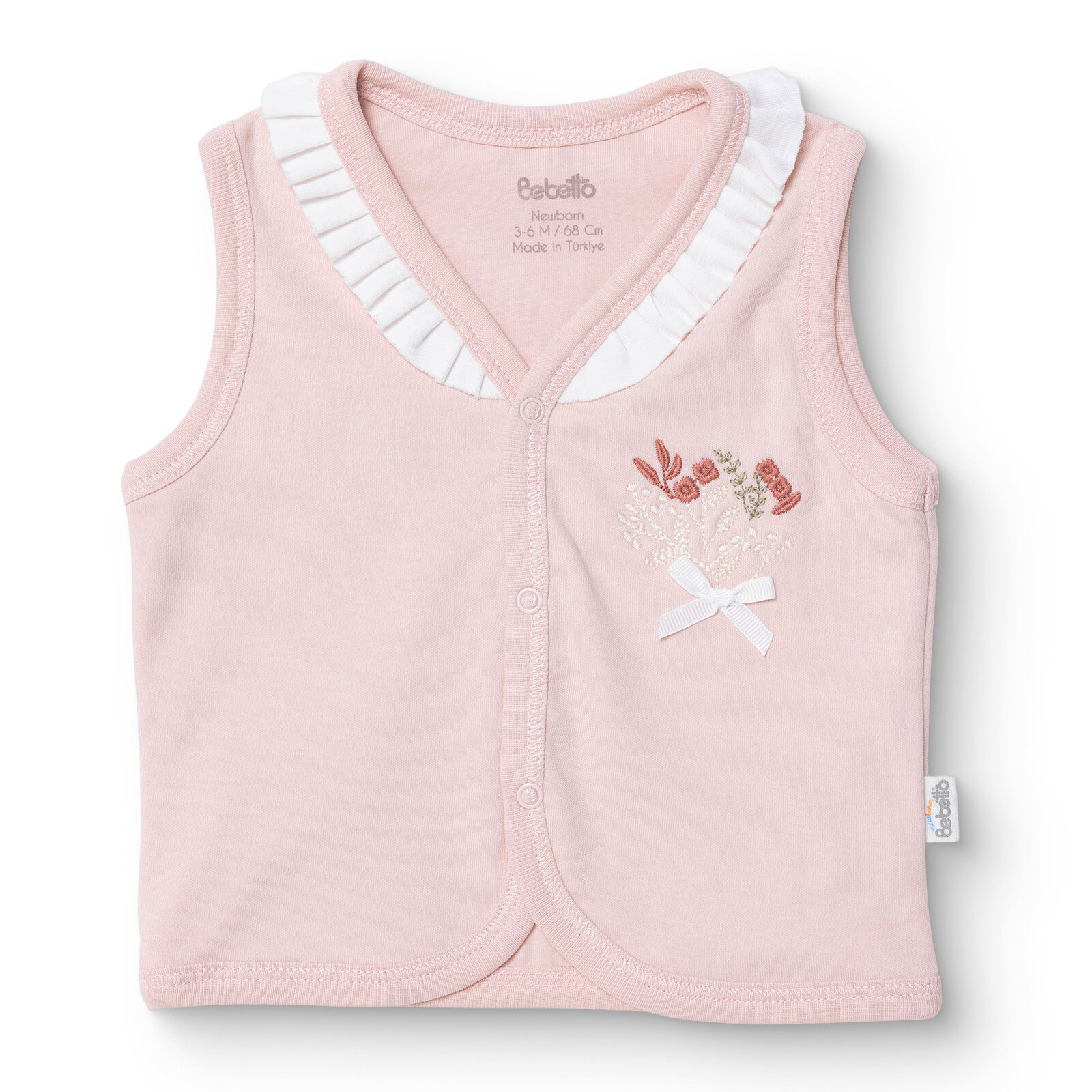 Kız Bebek Yenidoğan Tiny Florist Yelek İnterlok V Yaka Atlet Kol