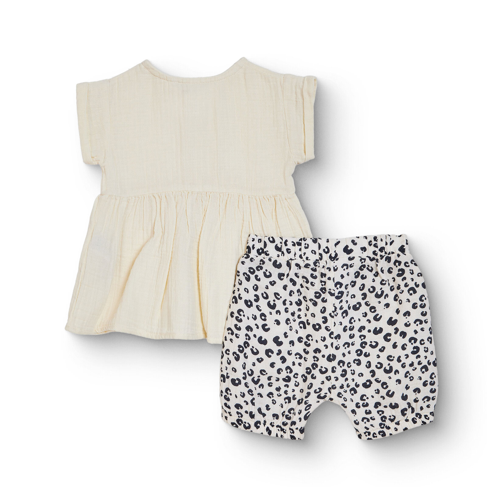 Kız Bebek Yenidoğan Tshirt-Şort Bisiklet Yaka Kısa Kol Reçme Paça
