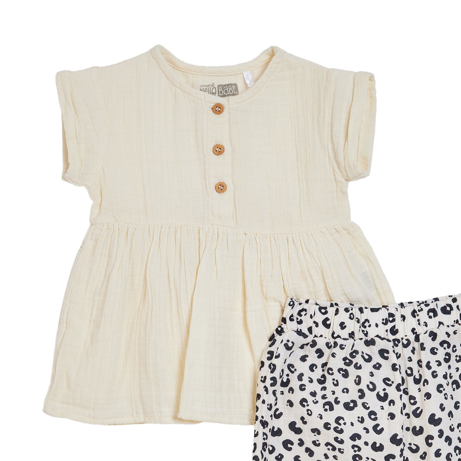 Kız Bebek Yenidoğan Tshirt-Şort Bisiklet Yaka Kısa Kol Reçme Paça