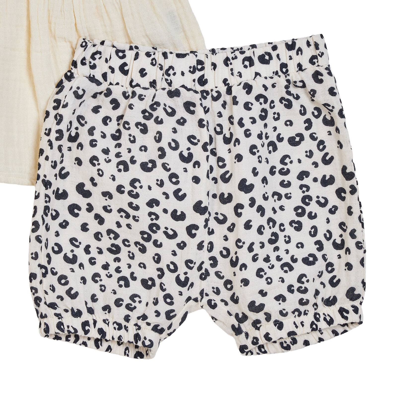 Kız Bebek Yenidoğan Tshirt-Şort Bisiklet Yaka Kısa Kol Reçme Paça