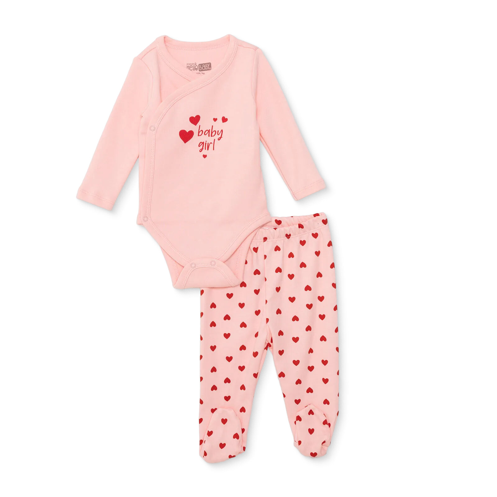 Kız Bebek Yenidoğan Zıbın Body-Patikli Alt İnterlok Bisiklet Yaka Uzun Kol Patikli Paça