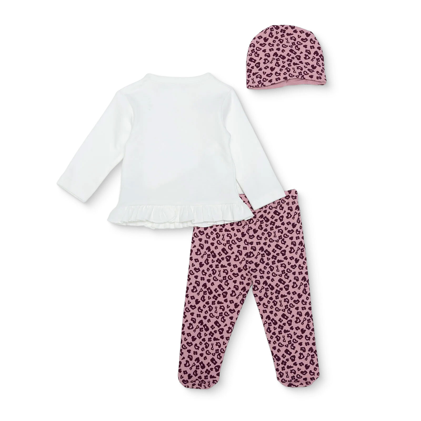 Kız Bebek Yenidoğan Zıbın-Şapka-Patikli Alt İnterlok V Yaka Uzun Kol Patikli Paça