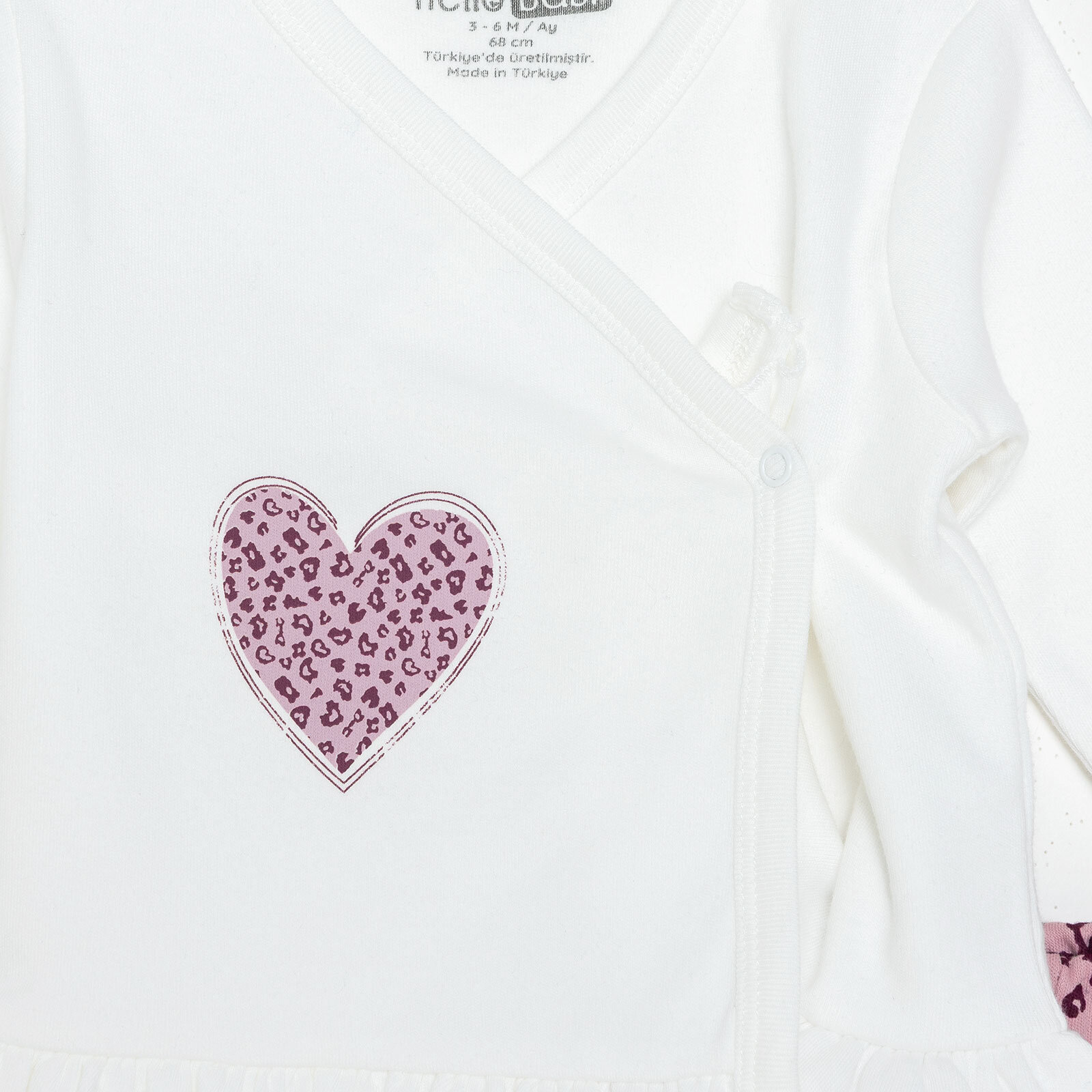 Kız Bebek Yenidoğan Zıbın-Şapka-Patikli Alt İnterlok V Yaka Uzun Kol Patikli Paça