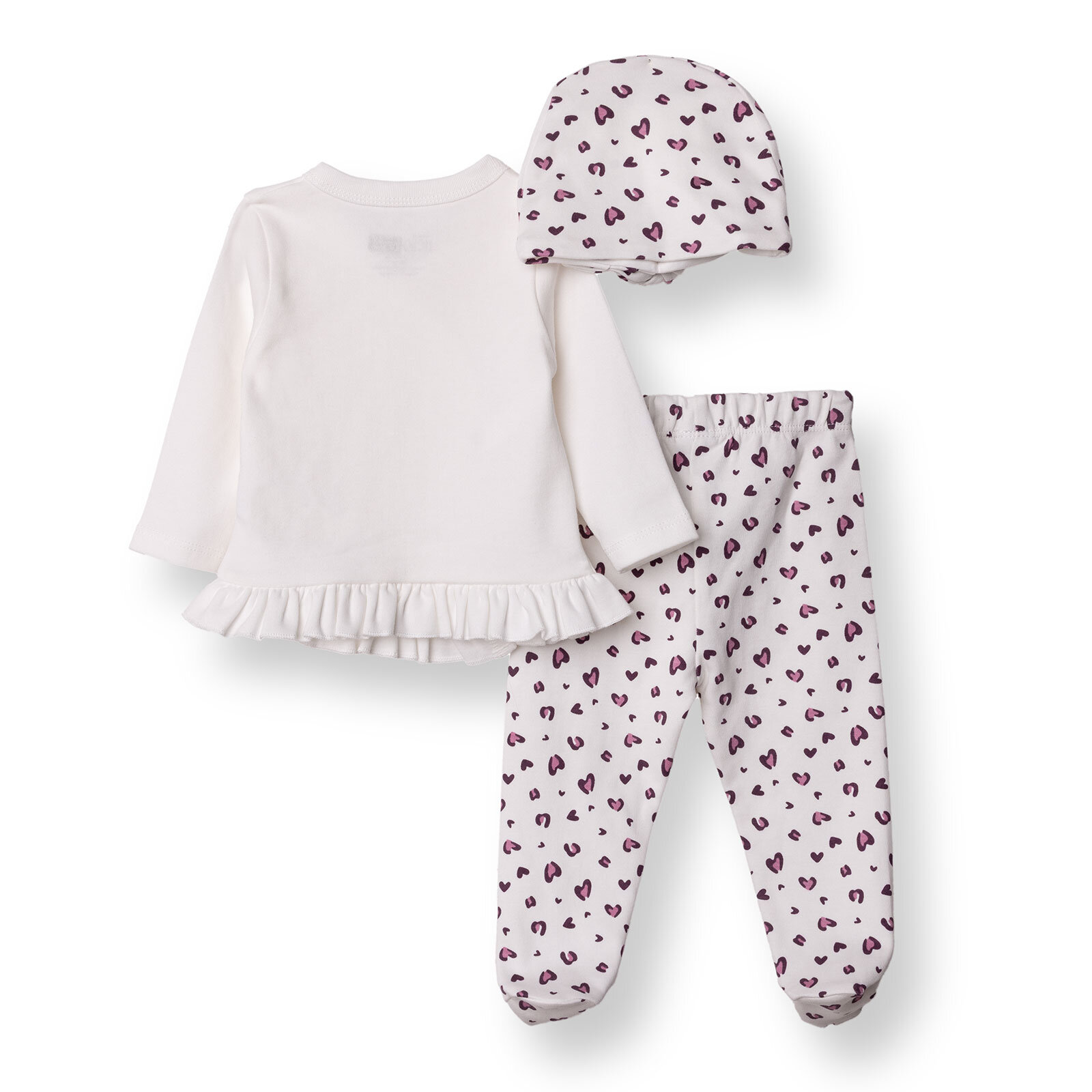 Kız Bebek Yenidoğan Zıbın-Şapka-Patikli İnterlok V Yaka Uzun Kol Patikli Paça