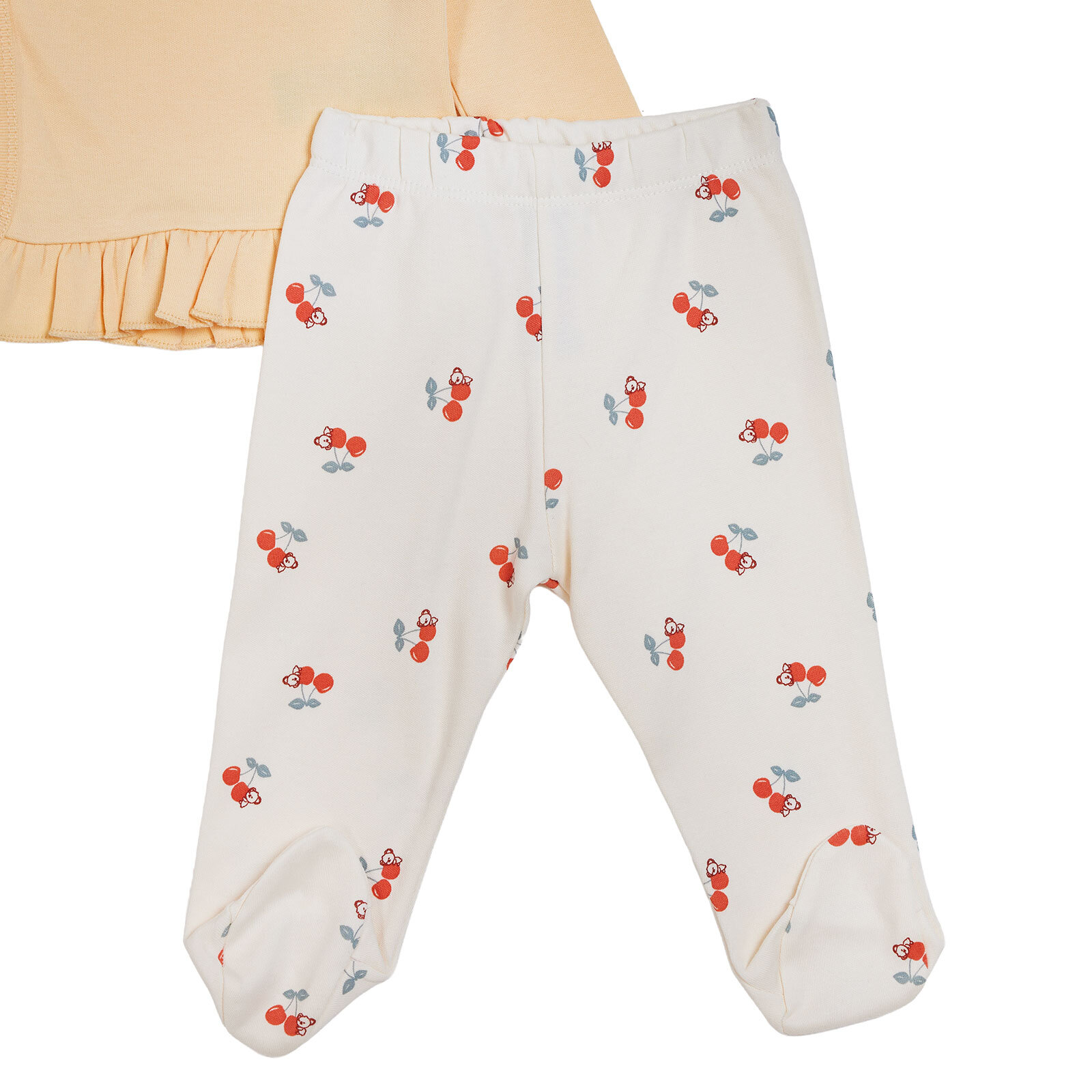 Kız Bebek Yenidoğan Zıbın-Şapka-Patikli V Yaka Uzun Kol Patikli Paça