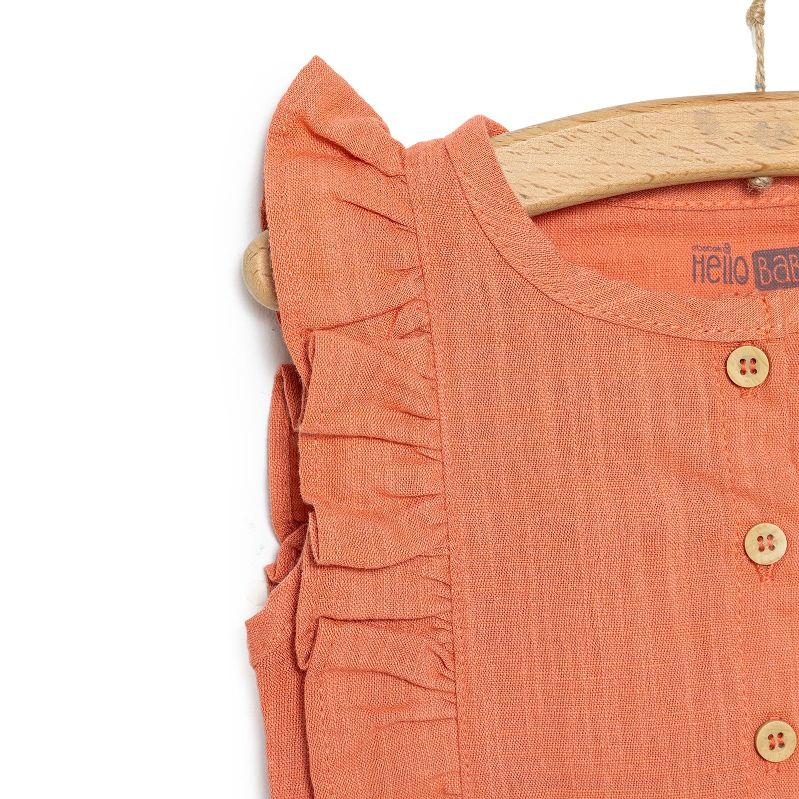 Kız Bebek Zıbn Atlet Body Müslin Kumaş Düğmeli Atlet Kol Nar Çiçeği