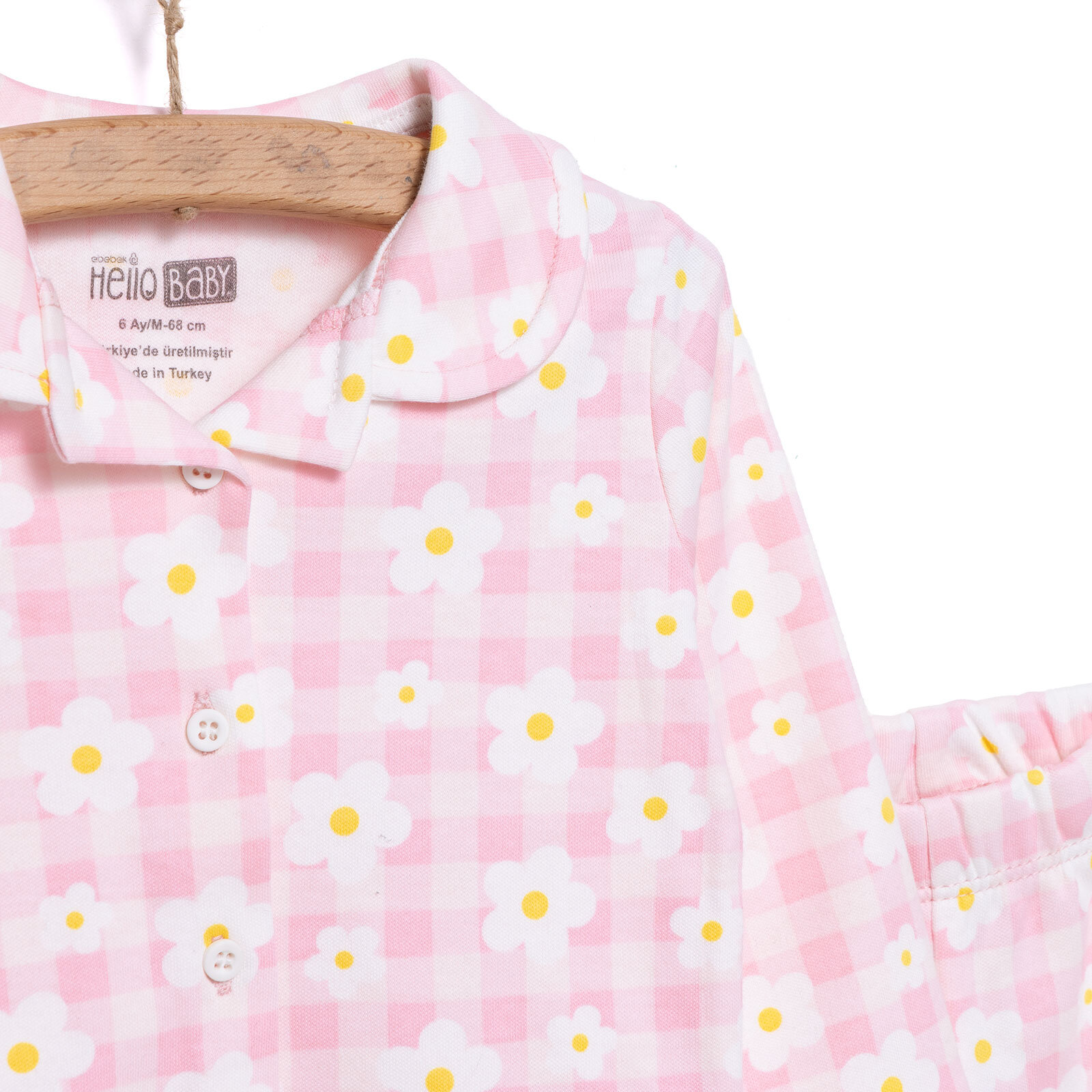 Kız Çiçek Desenli Gömlek Yaka Pijama Takımı Kız Çiçek Desenli Gömlek Yaka Pijama Takımı