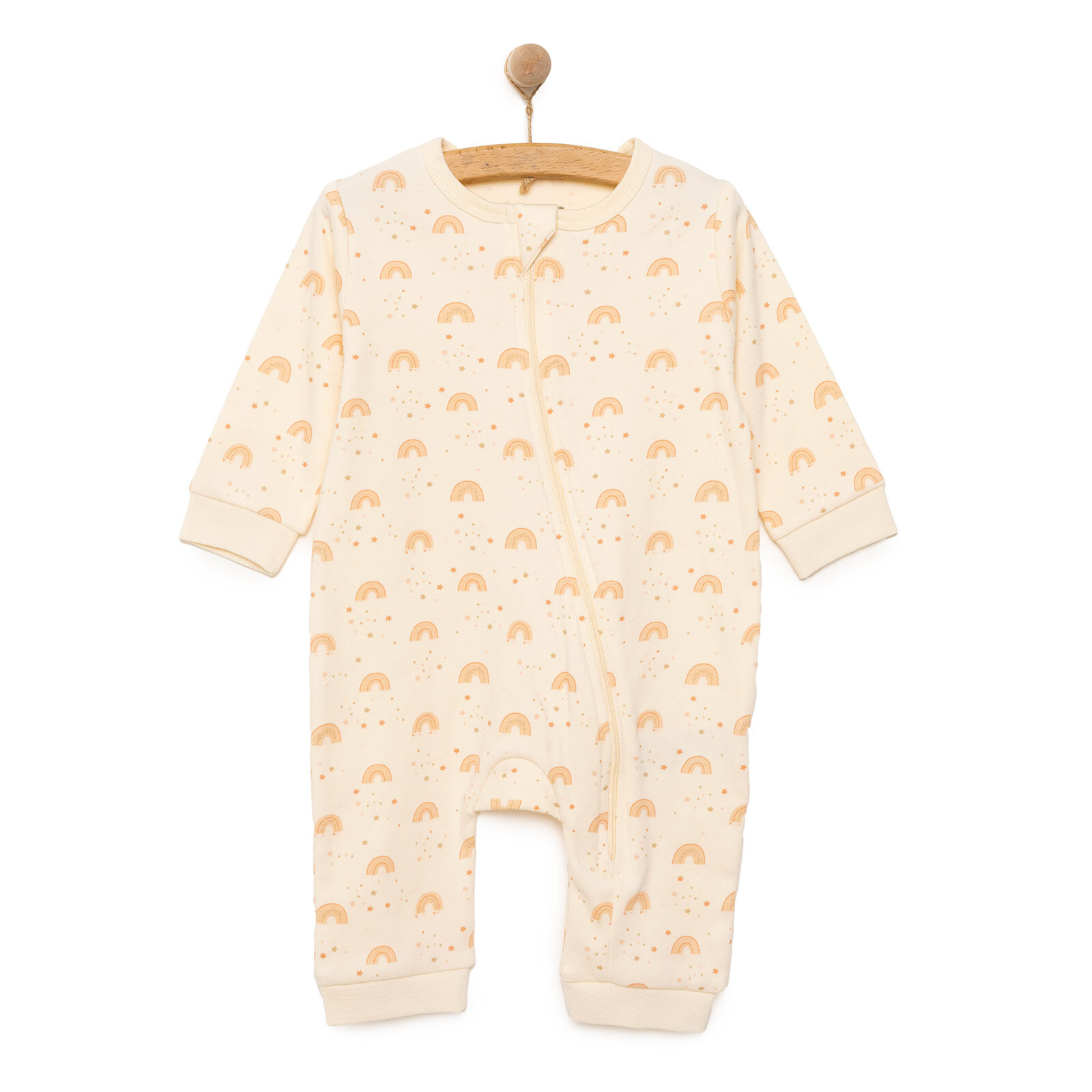 Kız Gökkuşağı Desenli  Fermuarlı Patiksiz Tulum Kız Bebek