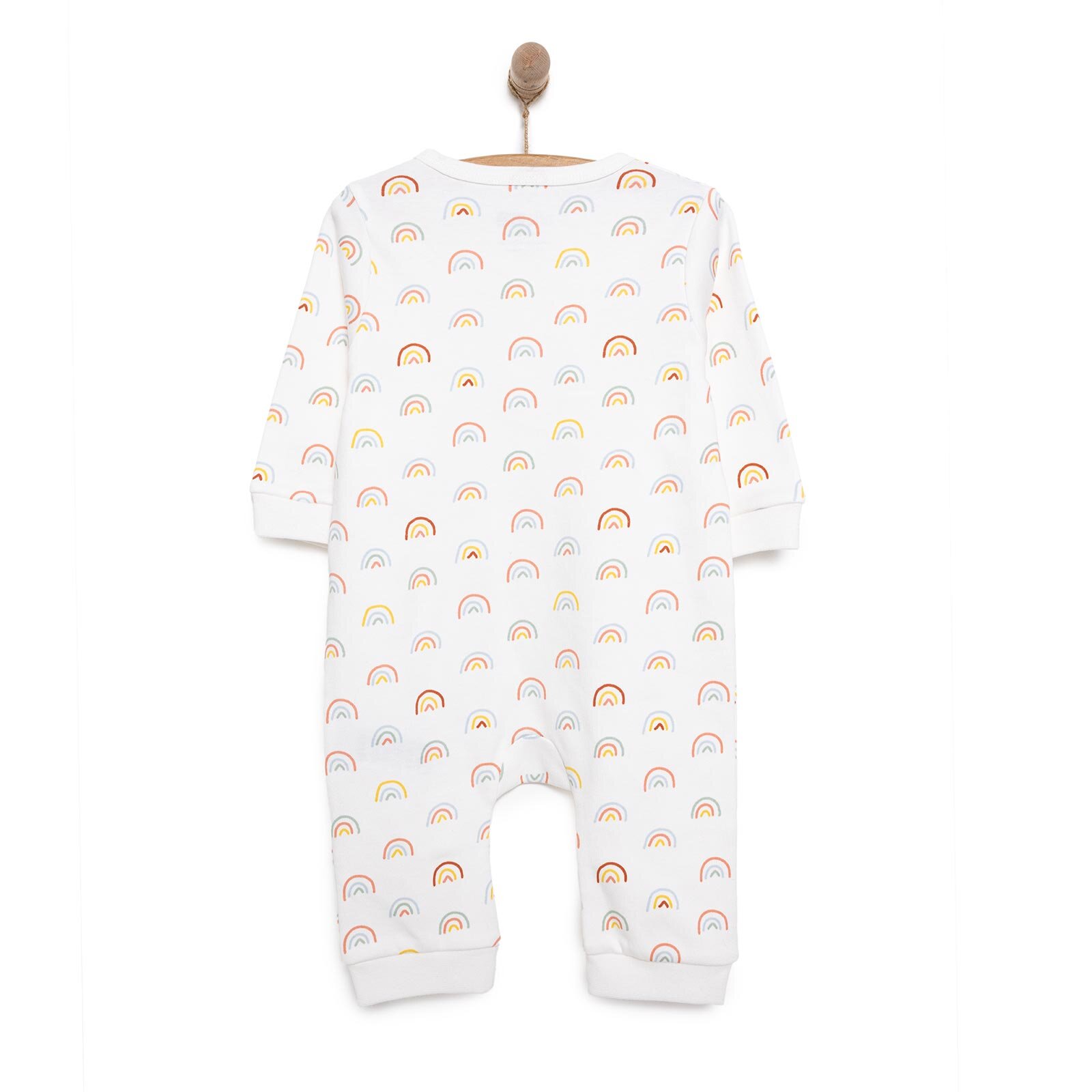 Kız Gökkuşağı Desenli  Fermuarlı Patiksiz Tulum Kız Bebek