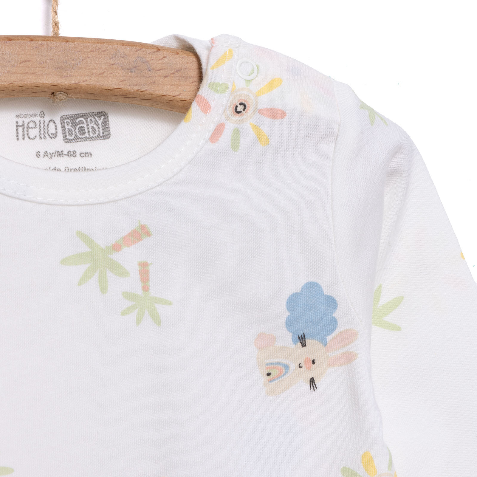 Kız Gökkuşağı Desenli Uzun Kol Pijama Takımı