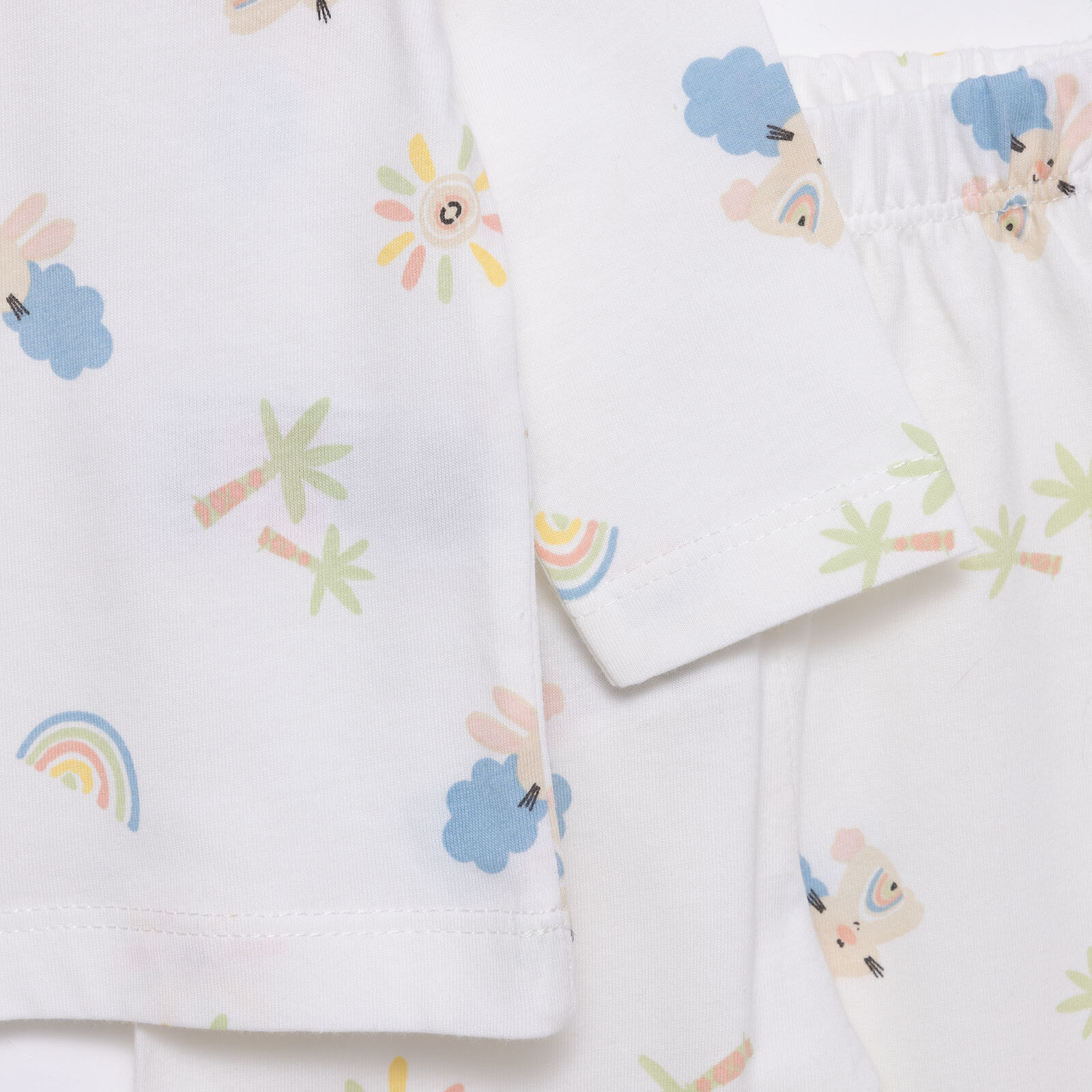 Kız Gökkuşağı Desenli Uzun Kol Pijama Takımı