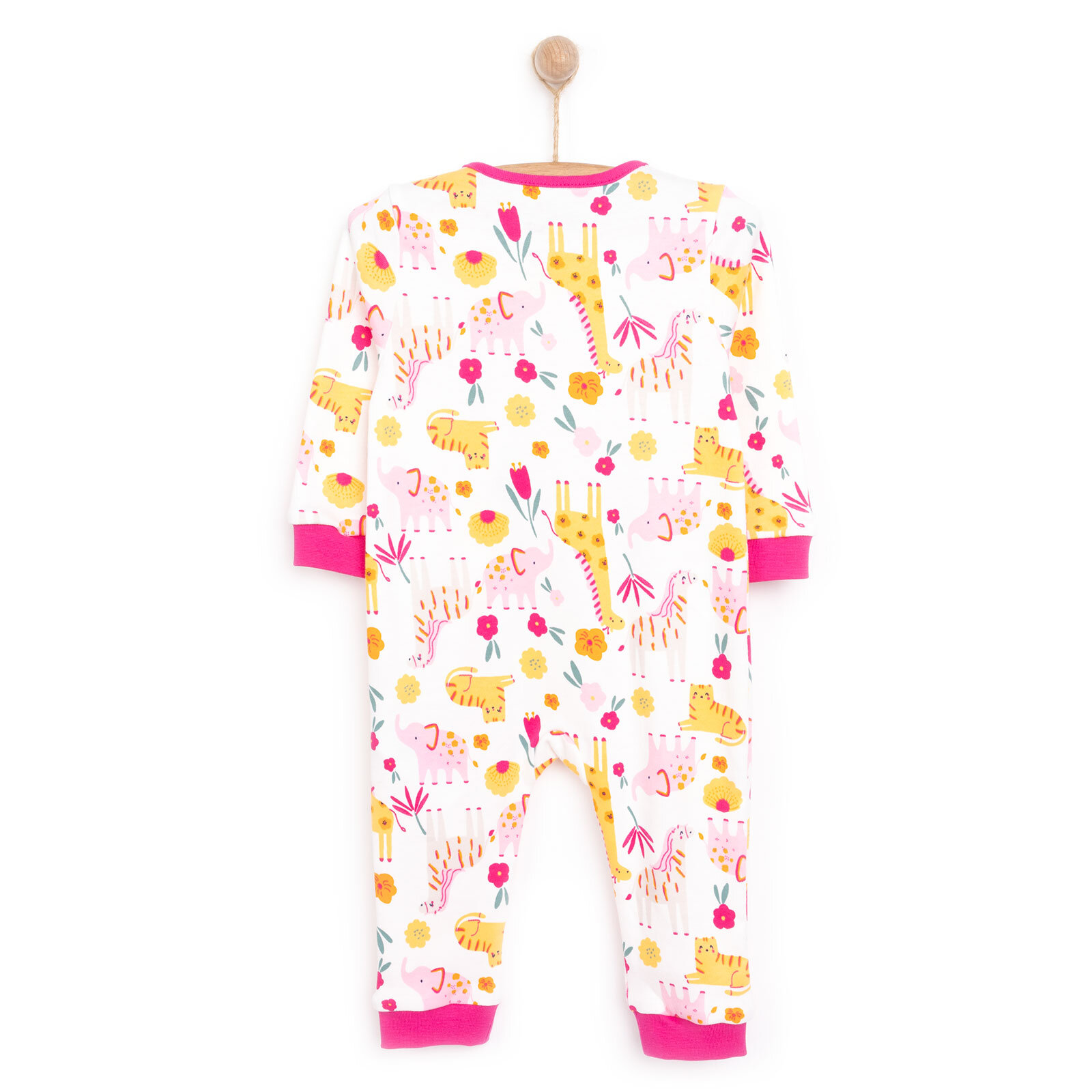 Kız Hayvan Desenli Uzun Kol Fermuarlı Patiksiz Tulum