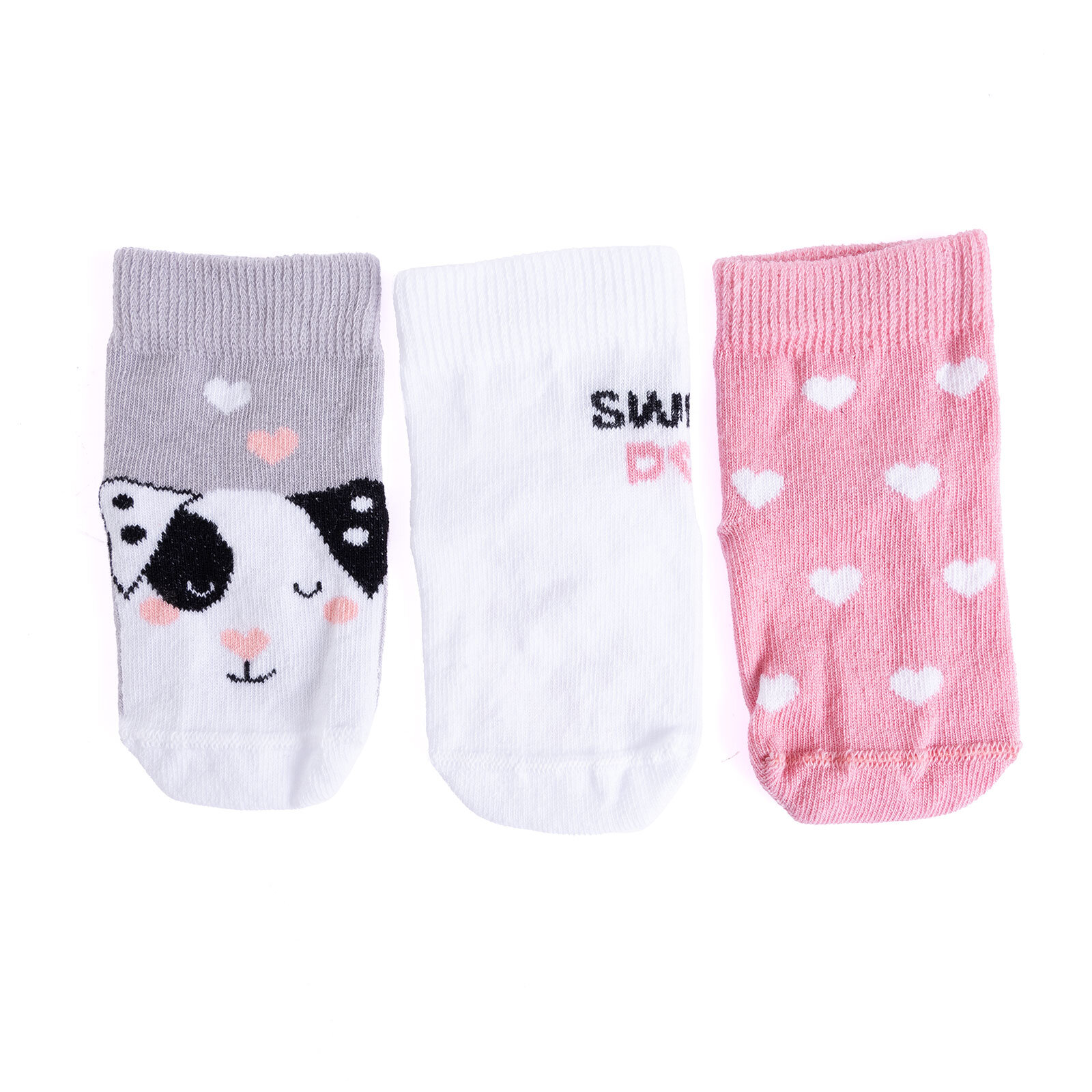 Kız Köpek Desen 3lü Kaydırmaz Çorap Kız Bebek
