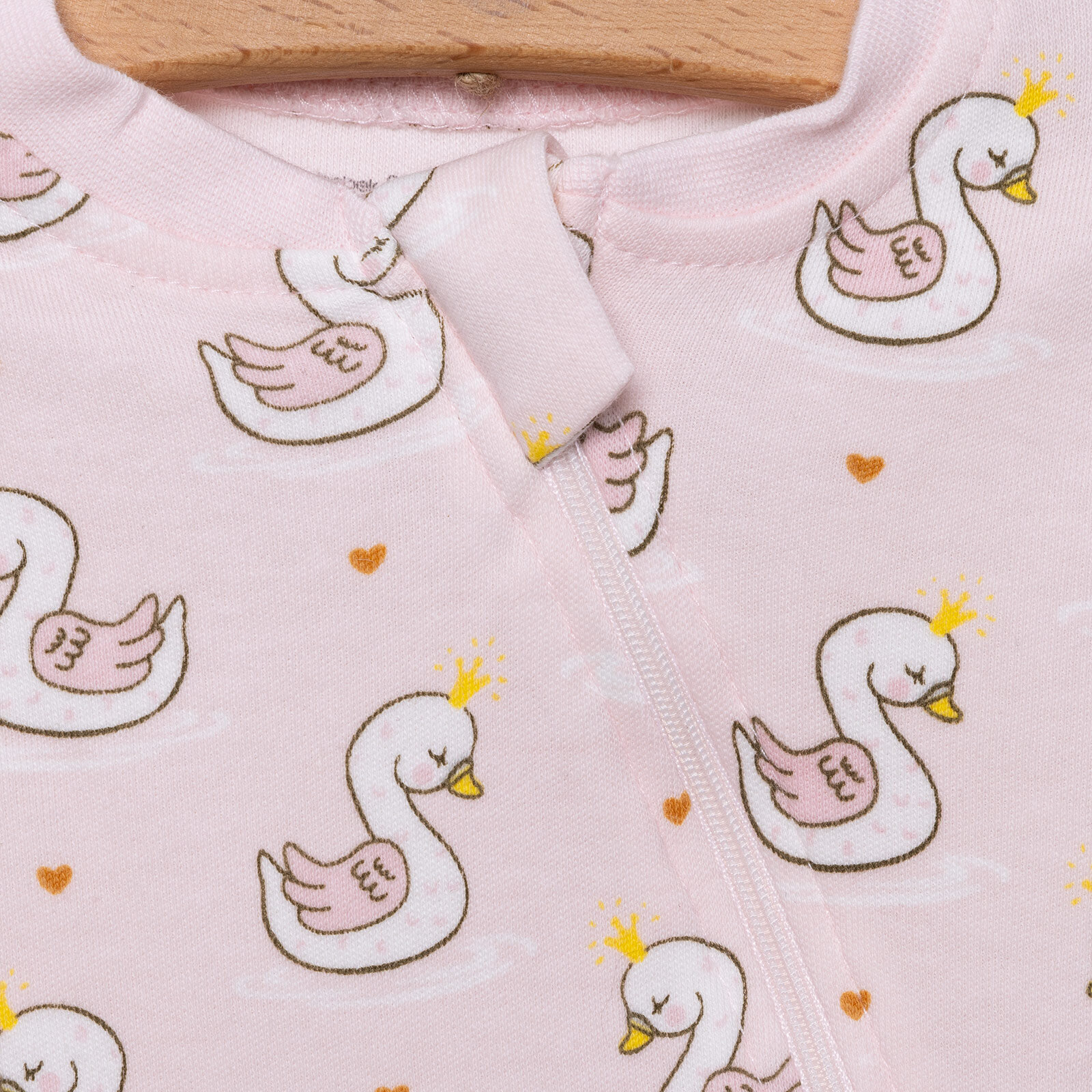 Kız Kuğu Desenli Fermuarlı Patiksiz Tulum