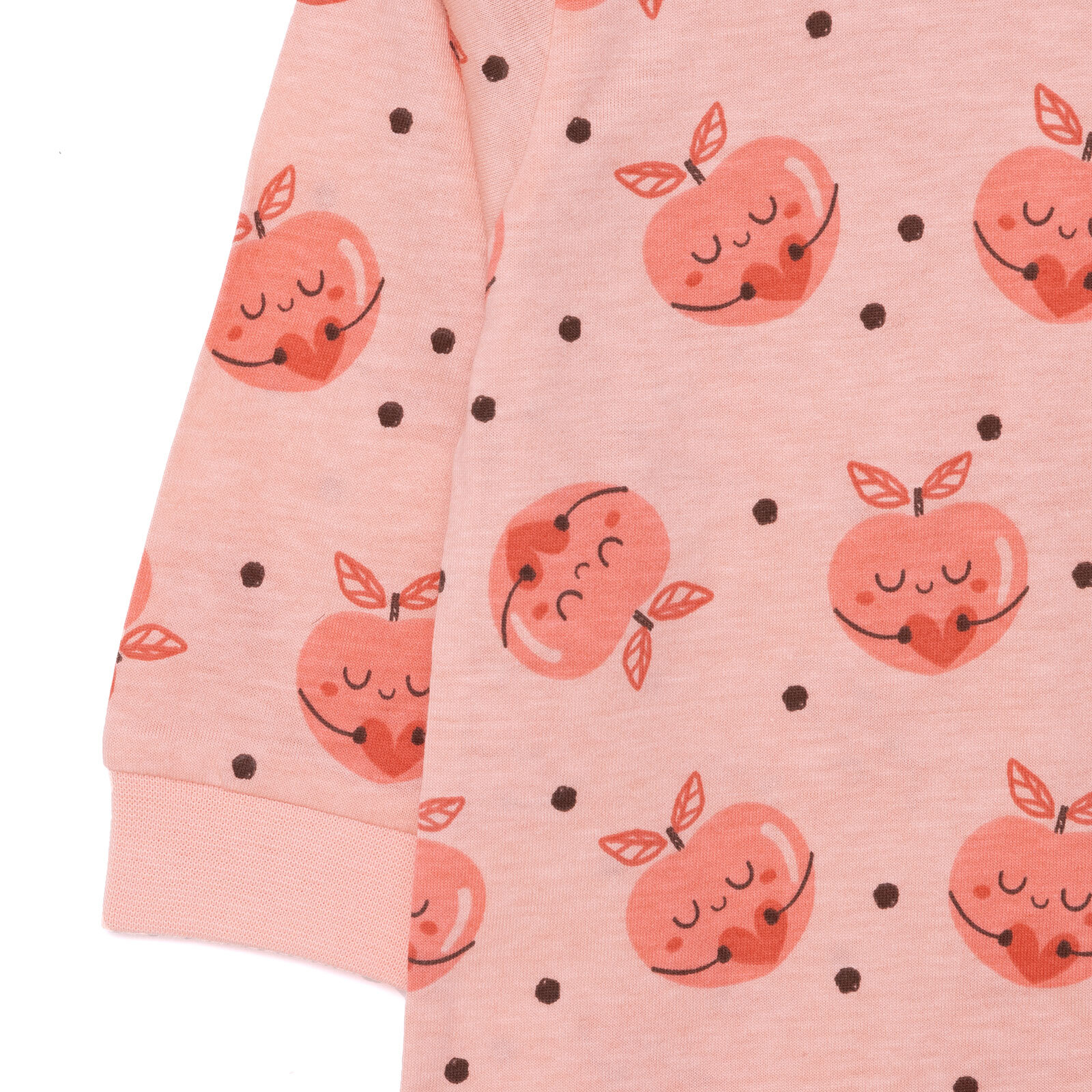 Kız Şeftali Desenli Uzun Kol Pijama Takımı