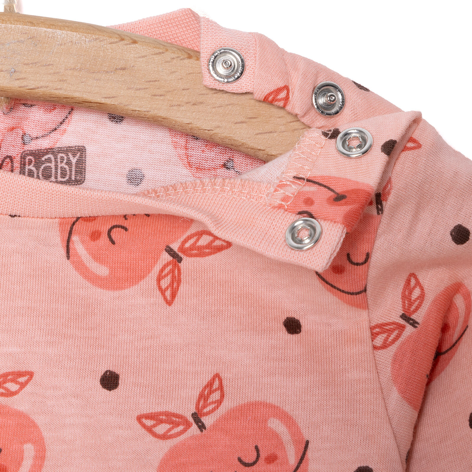 Kız Şeftali Desenli Uzun Kol Pijama Takımı