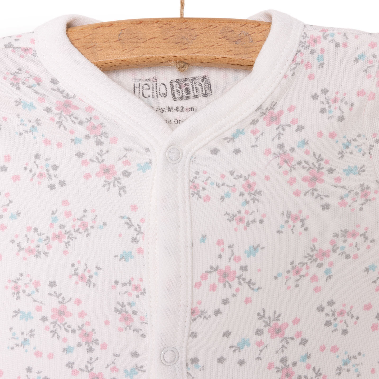 Kız Bebek Yenidoğan Tulum Body Şapka %100 Pamuk Çıtçıtlı Bisiklet Yaka Uzun Kol Patikli Ekru