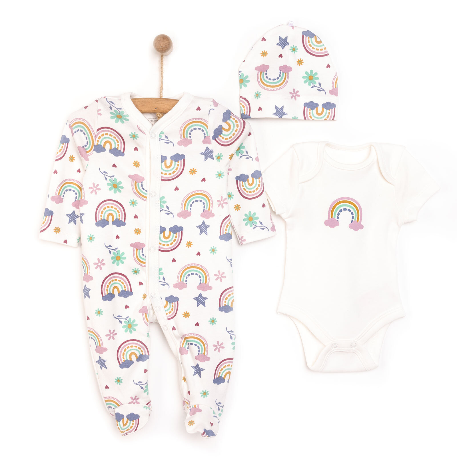 Kız Bebek Yenidoğan Tulum Body Şapka %100 Pamuk Çıtçıtlı Bisiklet Yaka Uzun Kol Patikli Ekru Kız Bebek Yenidoğan Tulum Body Şapka %100 Pamuk Çıtçıtlı Bisiklet Yaka Uzun Kol Patikli Ekru