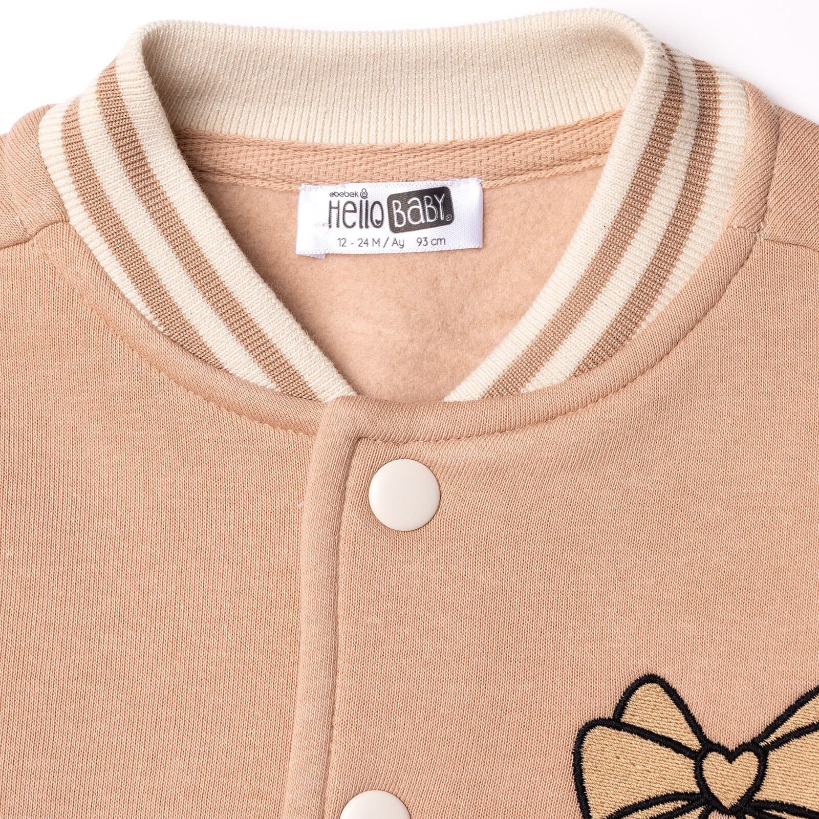 Kız Bebek Kolej Montları Üç İplik Hakim Yaka Uzun Kol