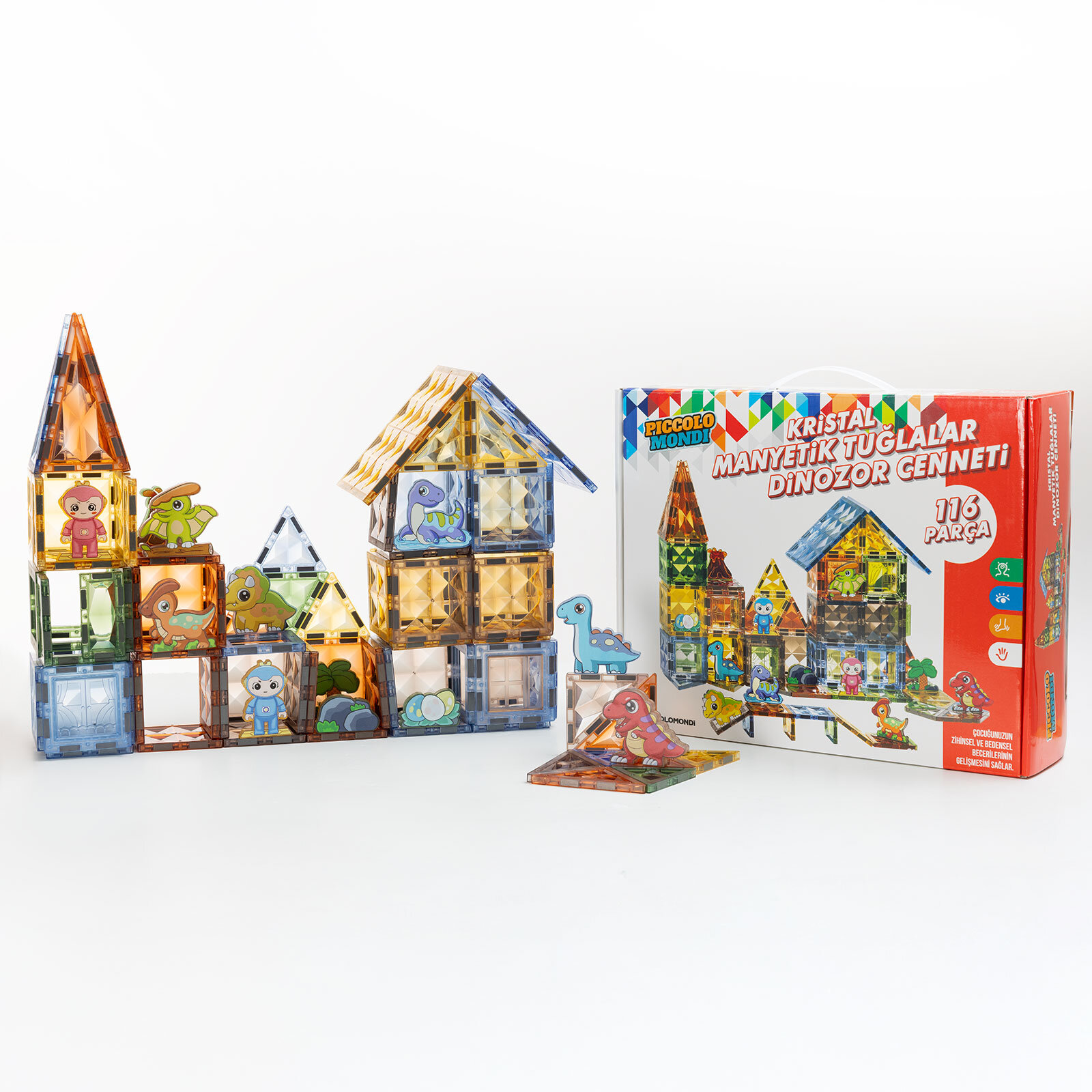 KRİSTAL MANYETİK TUĞLALAR DİNOZOR CENNETİ 116 PARÇA KRİSTAL MANYETİK TUĞLALAR DİNOZOR CENNETİ 116 PARÇA