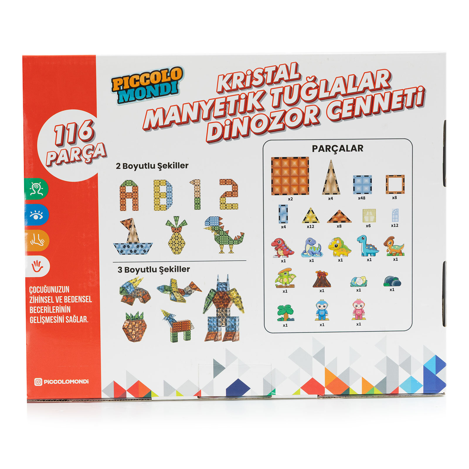 KRİSTAL MANYETİK TUĞLALAR DİNOZOR CENNETİ 116 PARÇA KRİSTAL MANYETİK TUĞLALAR DİNOZOR CENNETİ 116 PARÇA