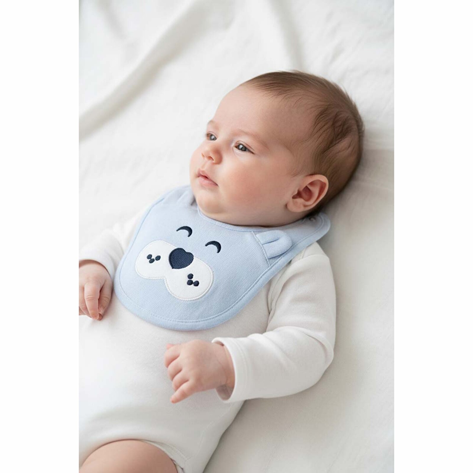 Nakışlı Kulaklı Mama Önlük - Erkek