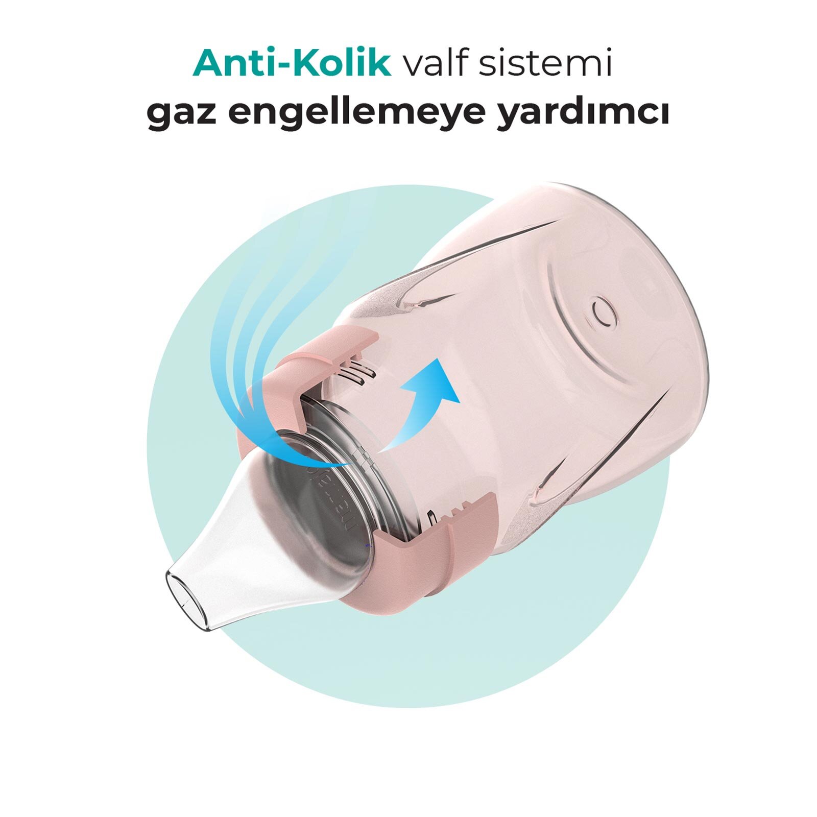 Kulplu Akıtmaz Eğitici Bardak 160 ml Powder Pınk & Anti-Kolik Uç