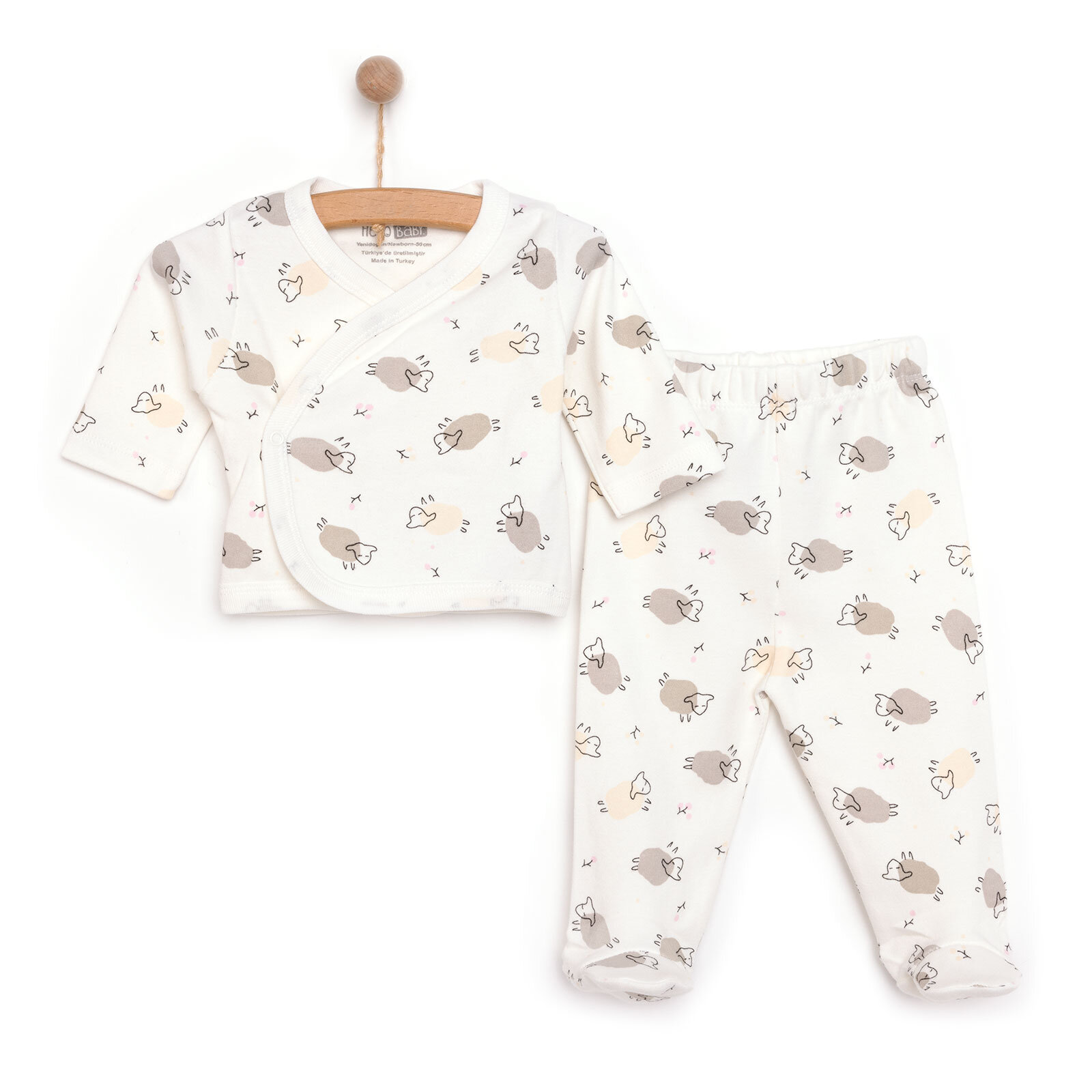 Kuzu Baskılı Yenidoğan Zıbın-Patikli Alt Kız Bebek Kuzu Baskılı Yenidoğan Zıbın-Patikli Alt Kız Bebek