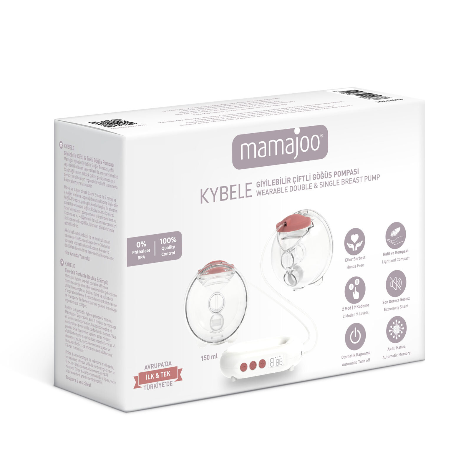 Kybele Giyilebilir Elektronik Çiftli Pompa 150 ml