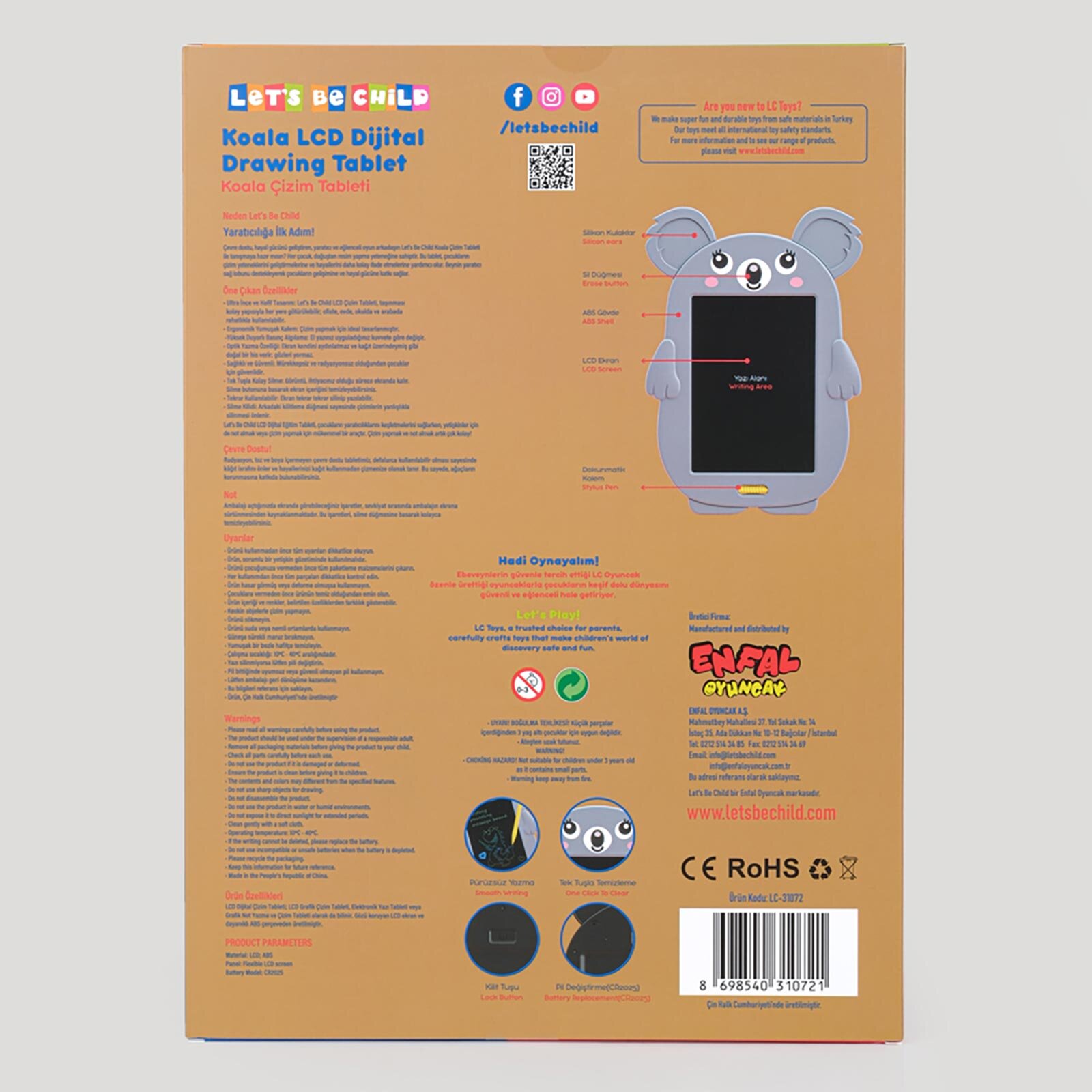 LC Koala Çizim Tableti 8,5 İnç