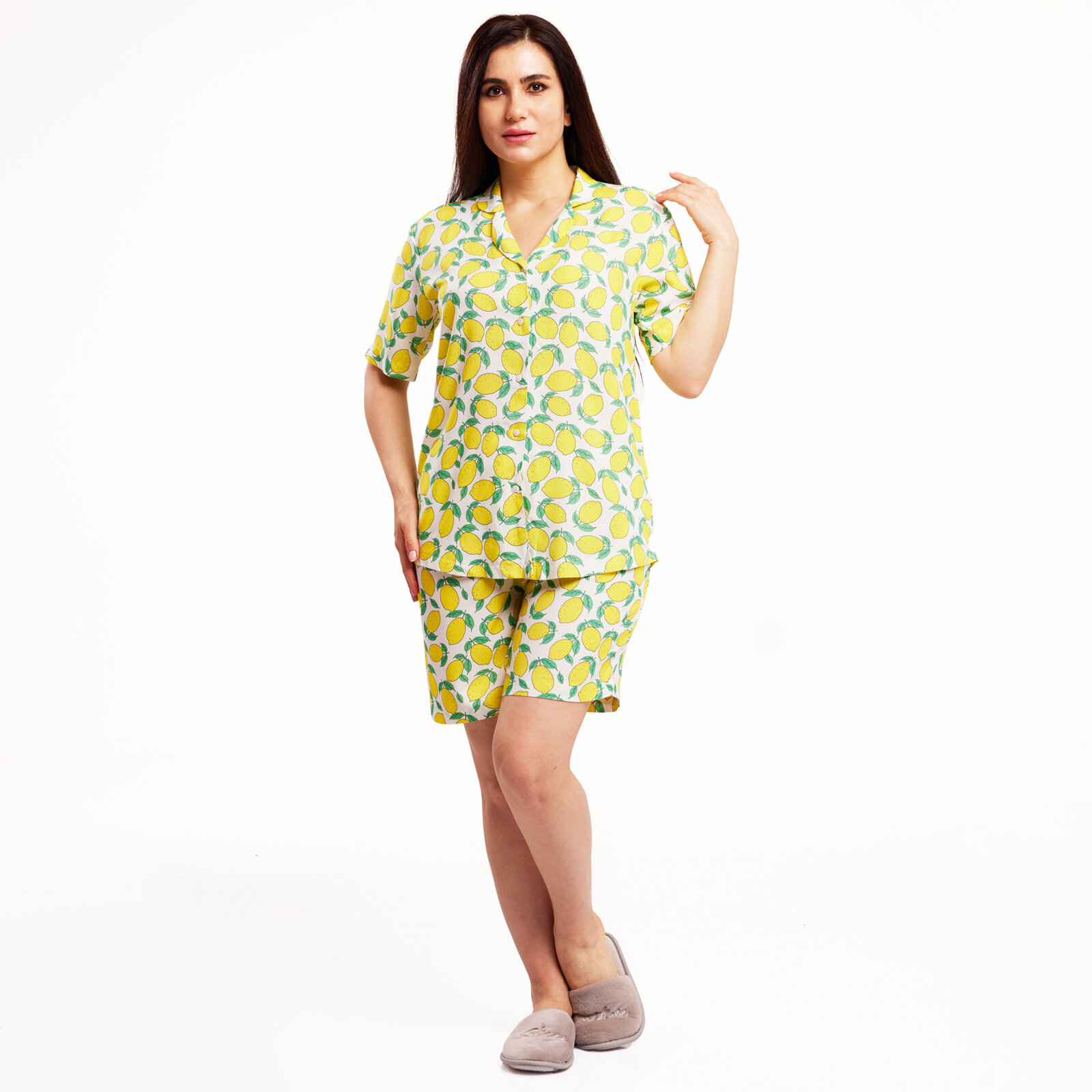 Limon Desenli Pijama Takımı Anne Giyim