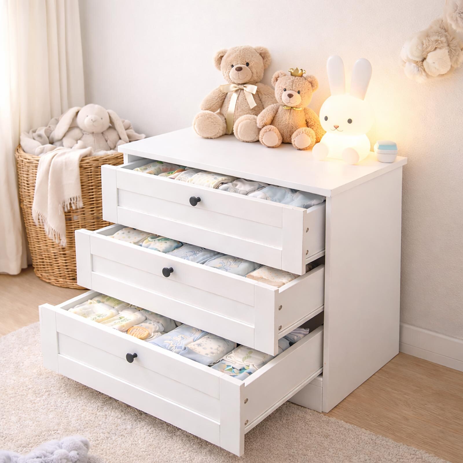 Lucas 3 Çekmeceli Şifonyer Beyaz