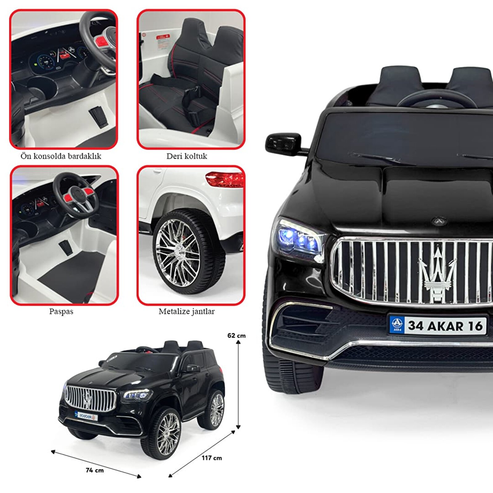 Massaro SUV 12 V Akülü&nbsp;Araba Siyah