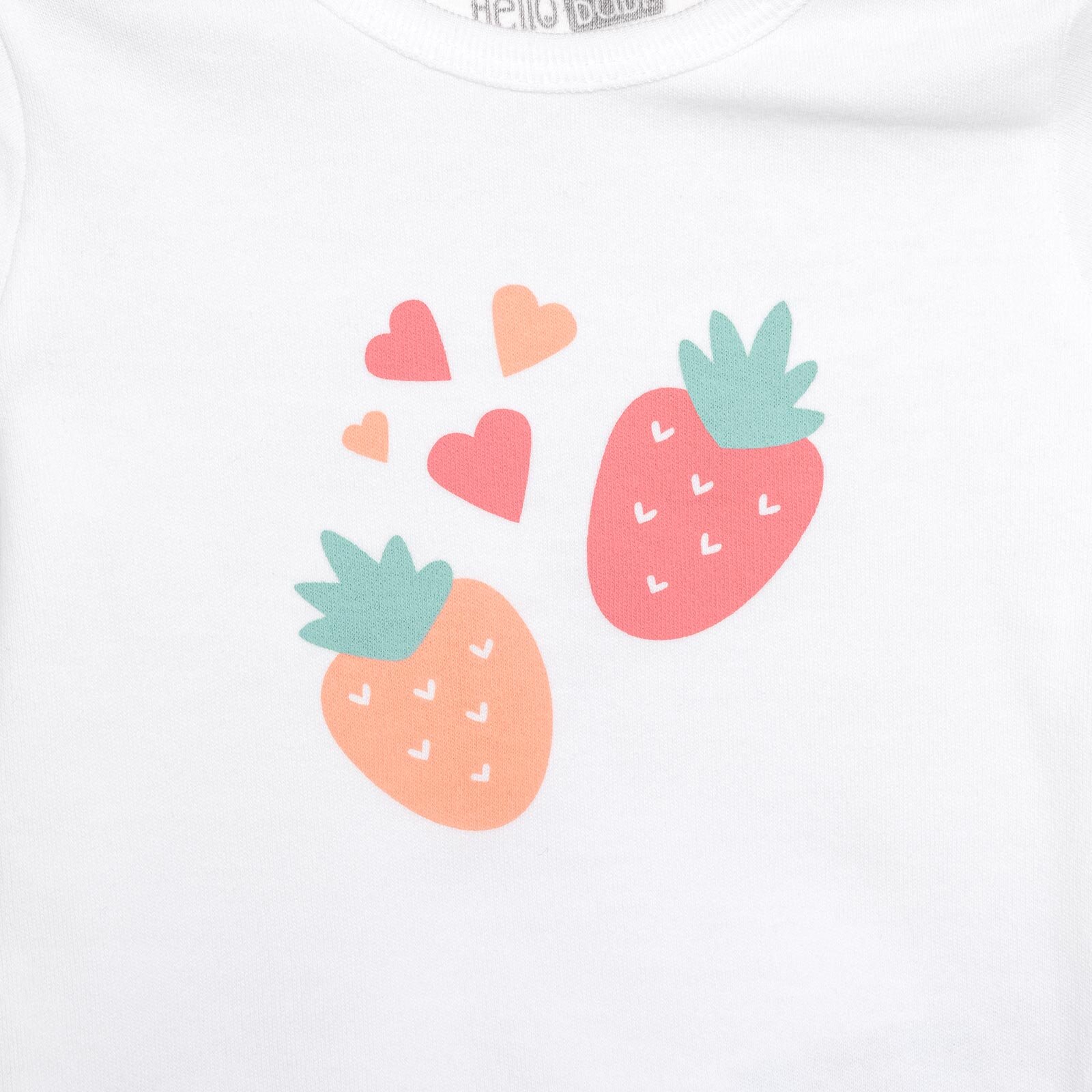 Meyve Baskılı Yenidoğan Kız Body-Patikli Alt-Şapka Kız Bebek