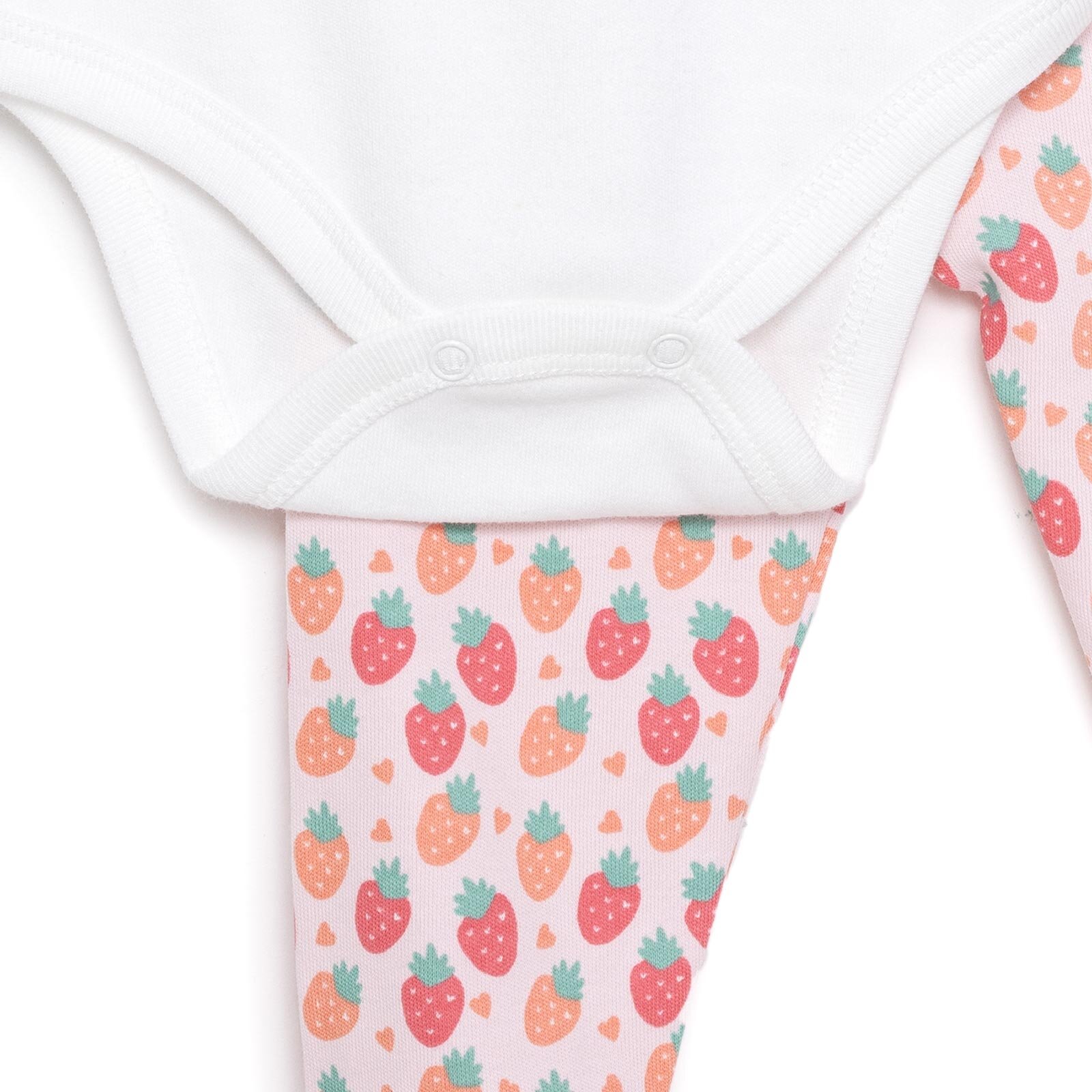 Meyve Baskılı Yenidoğan Kız Body-Patikli Alt-Şapka Kız Bebek