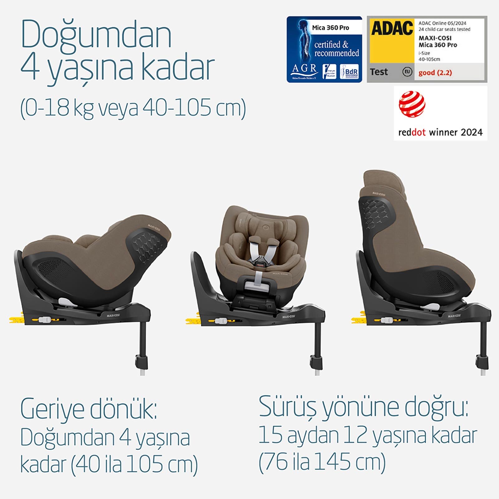 Mica 360 Pro i-Size Dünyanın İlk Kızaklı, Araç Dışına Çıkabilen ADAC'lı 360 Dö