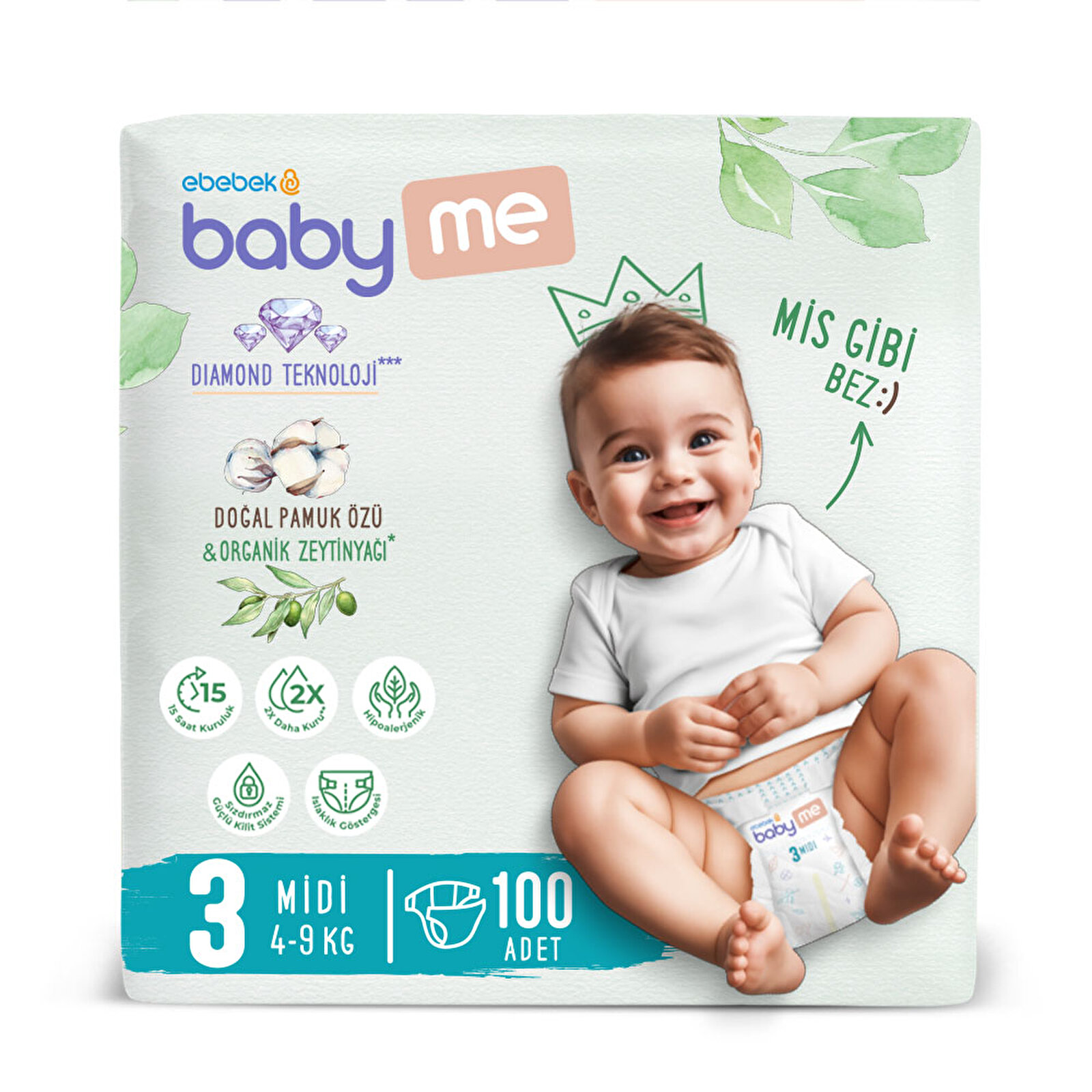 Midi 3 Numara Bebek Bezi 4-9 kg 100 Adet