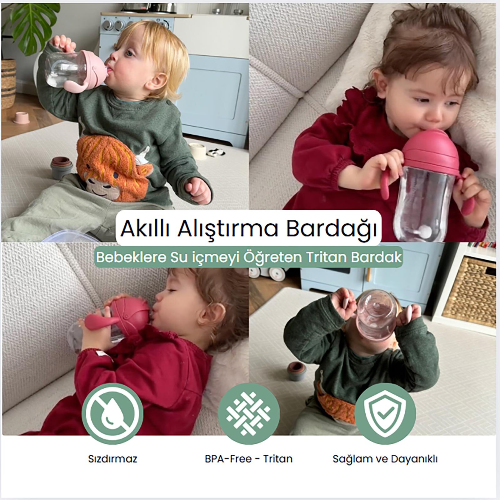 Tritan Alıştırma Bardağı 220 ml - Willow Green Tritan Alıştırma Bardağı 220 ml - Willow Green