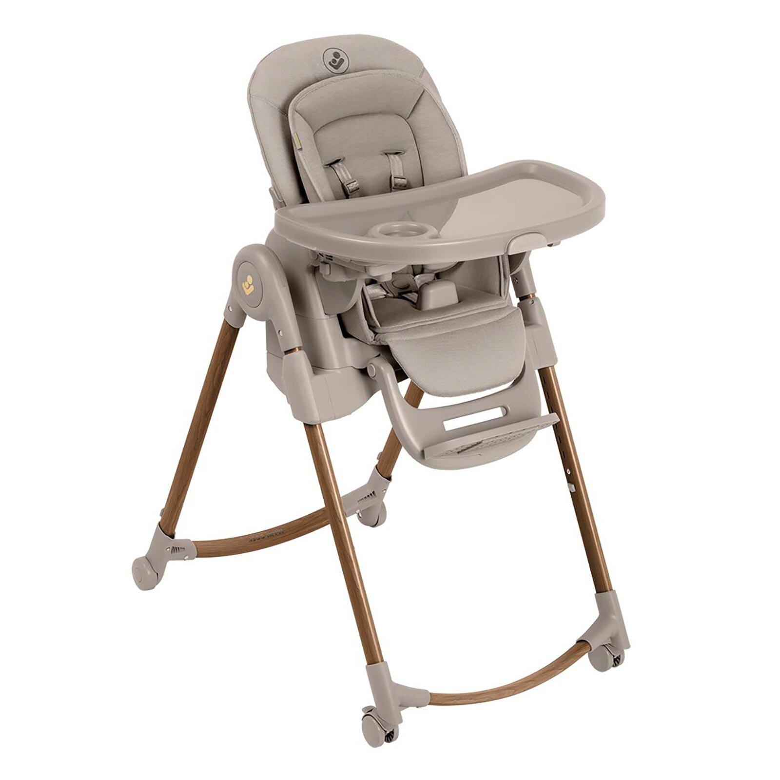 Minla Plus 6'sı Bir Arada Ahşap Görünümlü 4 Tekerlekli Mama Sandalyesi Beige