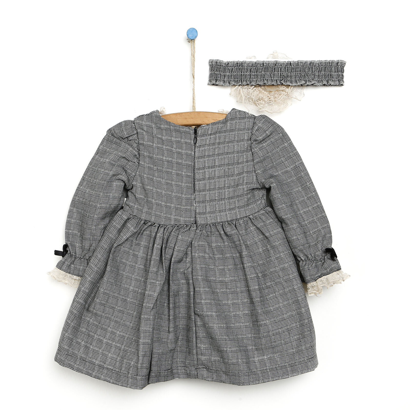 Miomi Windy Fırfırlı Düğmeli Saç Bantlı Kız Bebek Elbise