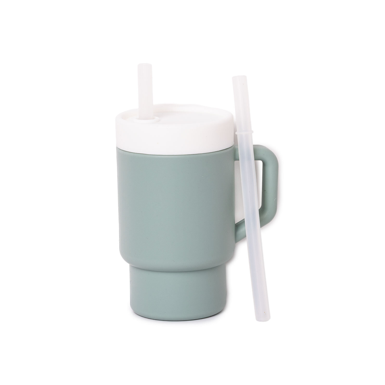 Mugley Tek Kulplu Pipetli Silikon Bardak Minty Green