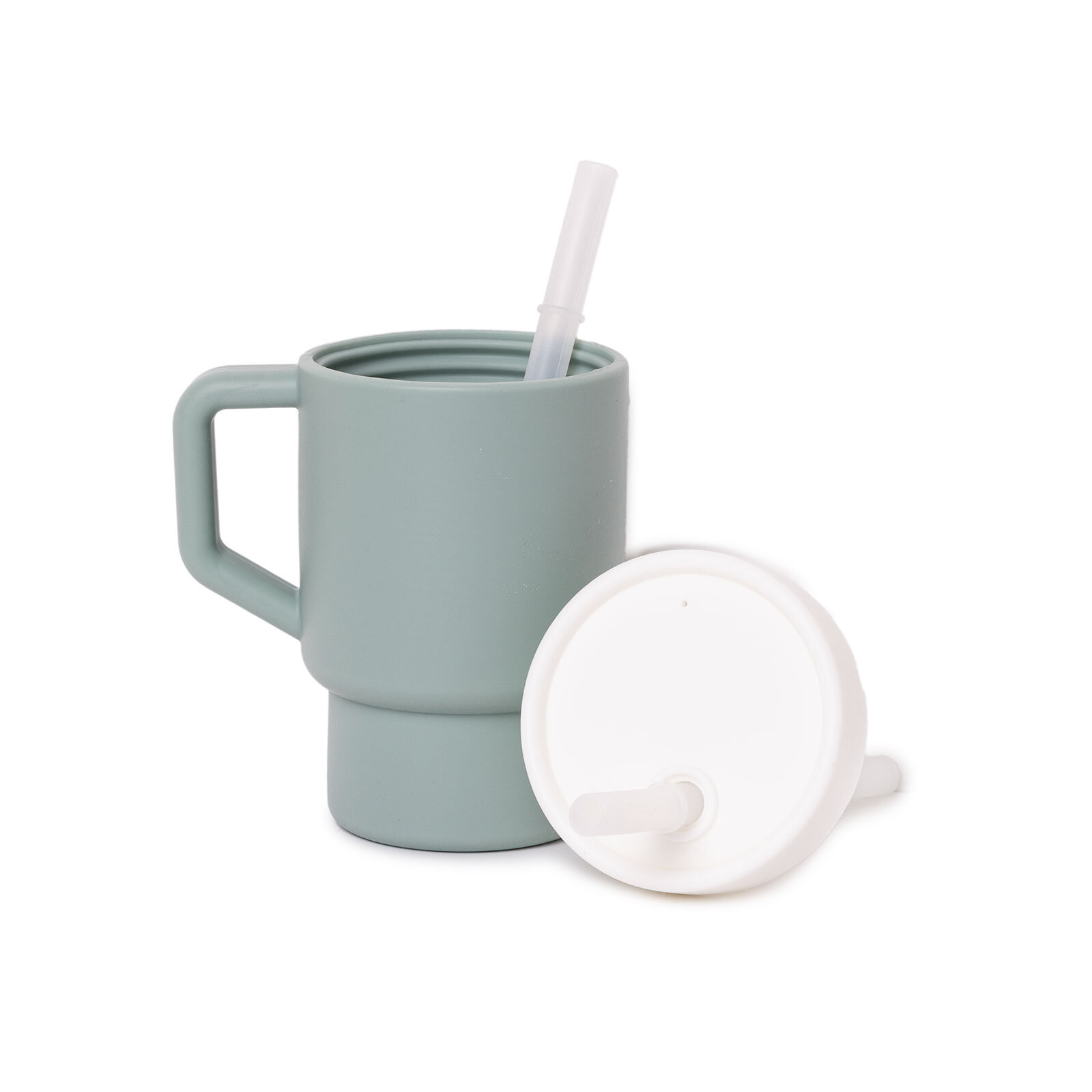 Mugley Tek Kulplu Pipetli Silikon Bardak Minty Green