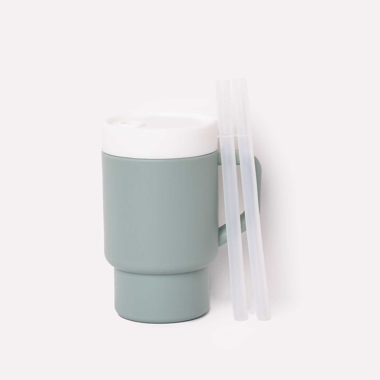 Mugley Tek Kulplu Pipetli Silikon Bardak Minty Green