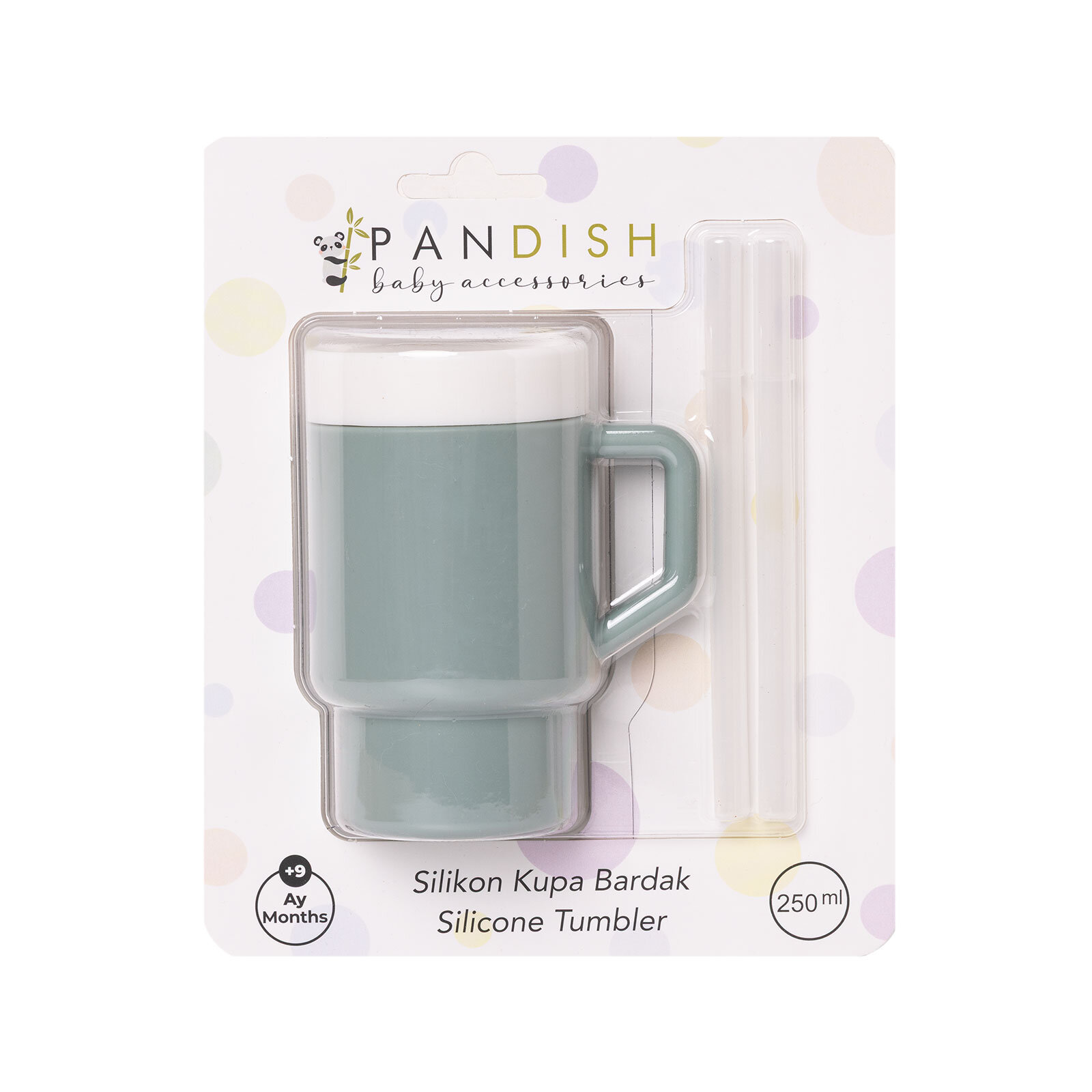 Mugley Tek Kulplu Pipetli Silikon Bardak Minty Green