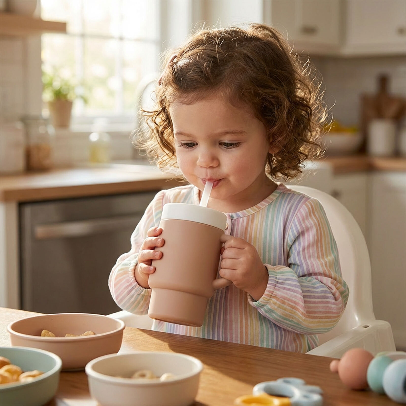 Mugley Tek Kulplu Pipetli Silikon Bardak Pow Pow Pinky