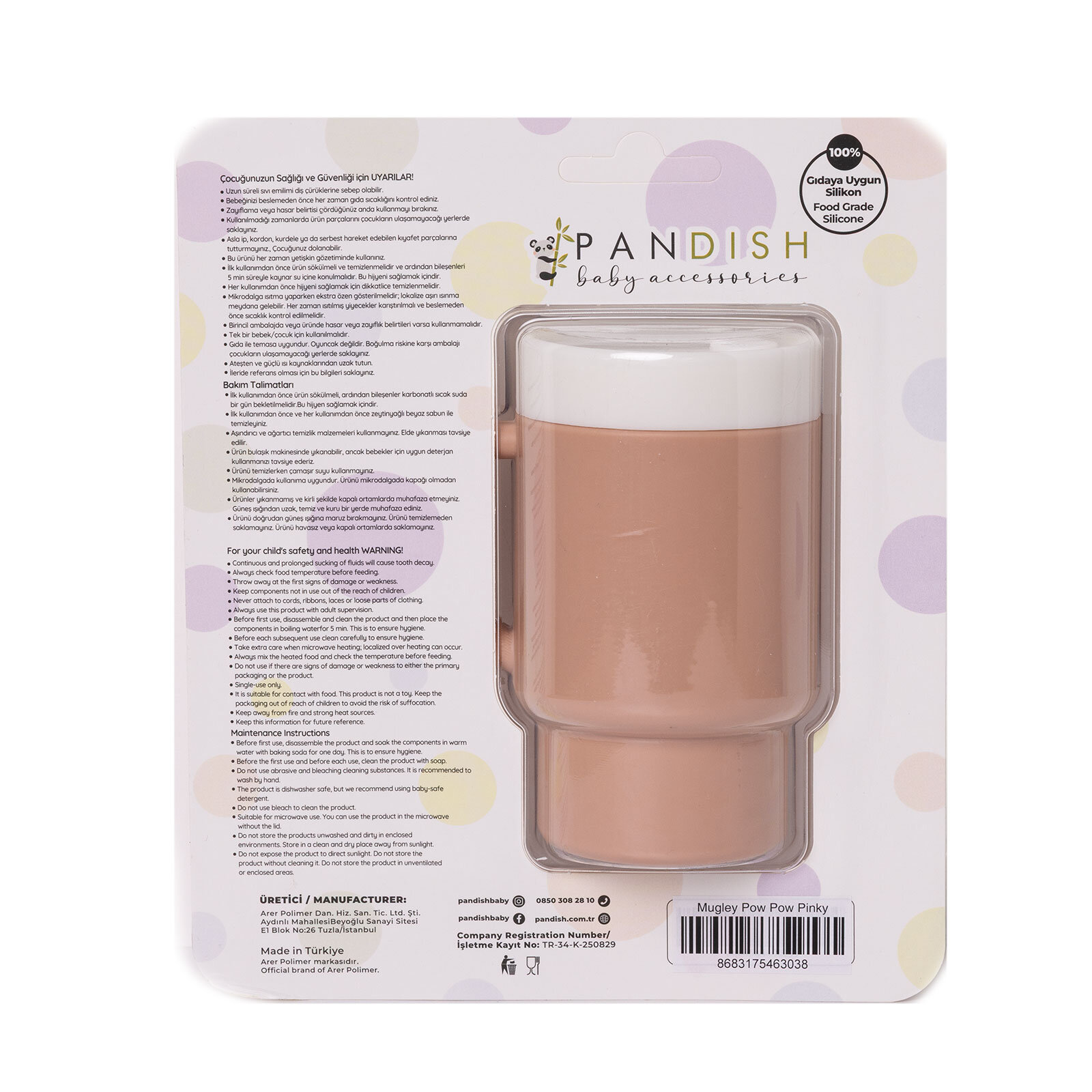 Mugley Tek Kulplu Pipetli Silikon Bardak Pow Pow Pinky