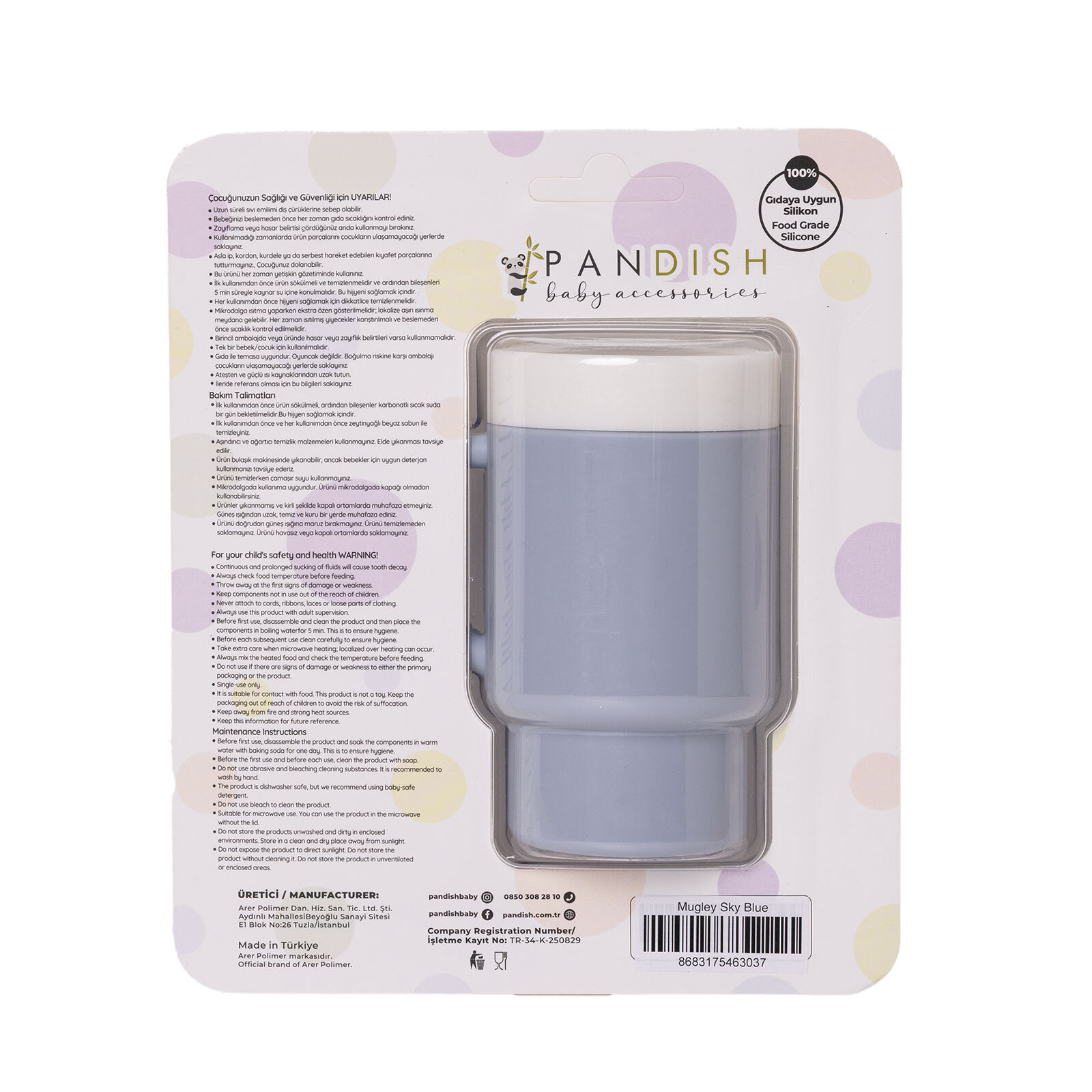 Mugley Tek Kulplu Pipetli Silikon Bardak Sky Blue