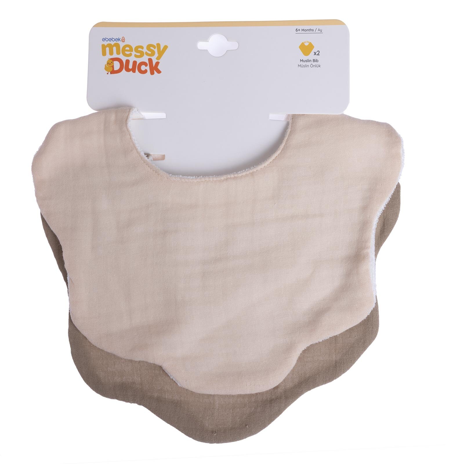 Müslin Çiçek Mama Önlük Ekru-Sütlü Kahve