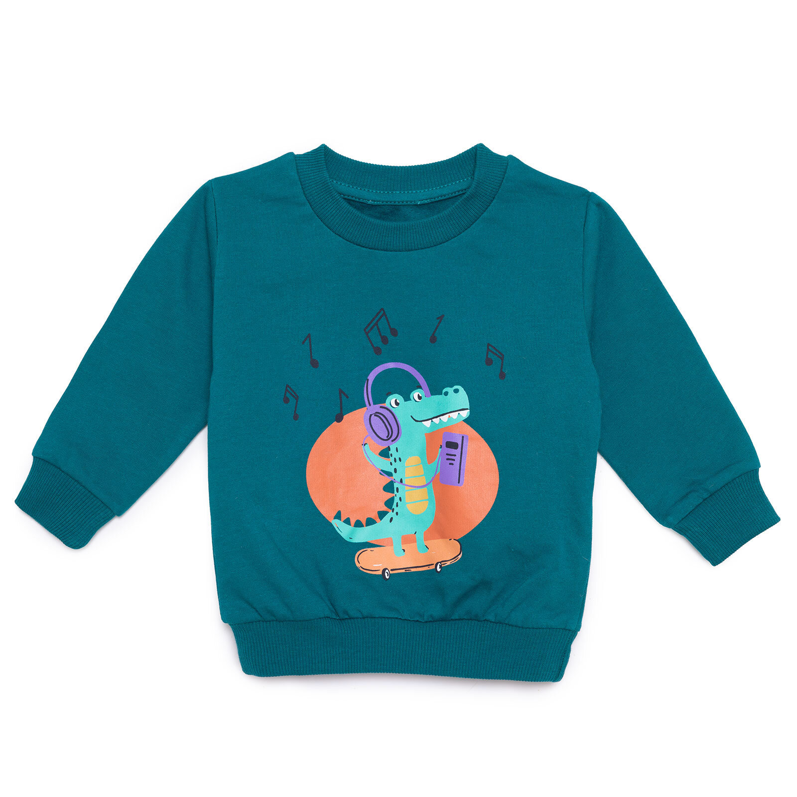 Müzikli Dinazor Baskılı Sweatshirt Erkek Bebek