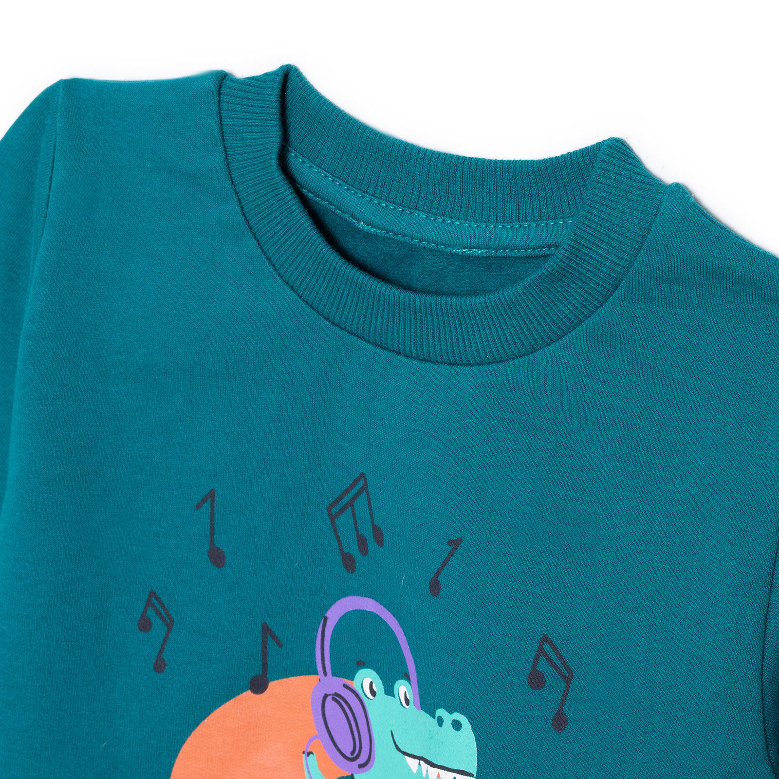 Müzikli Dinazor Baskılı Sweatshirt Erkek Bebek